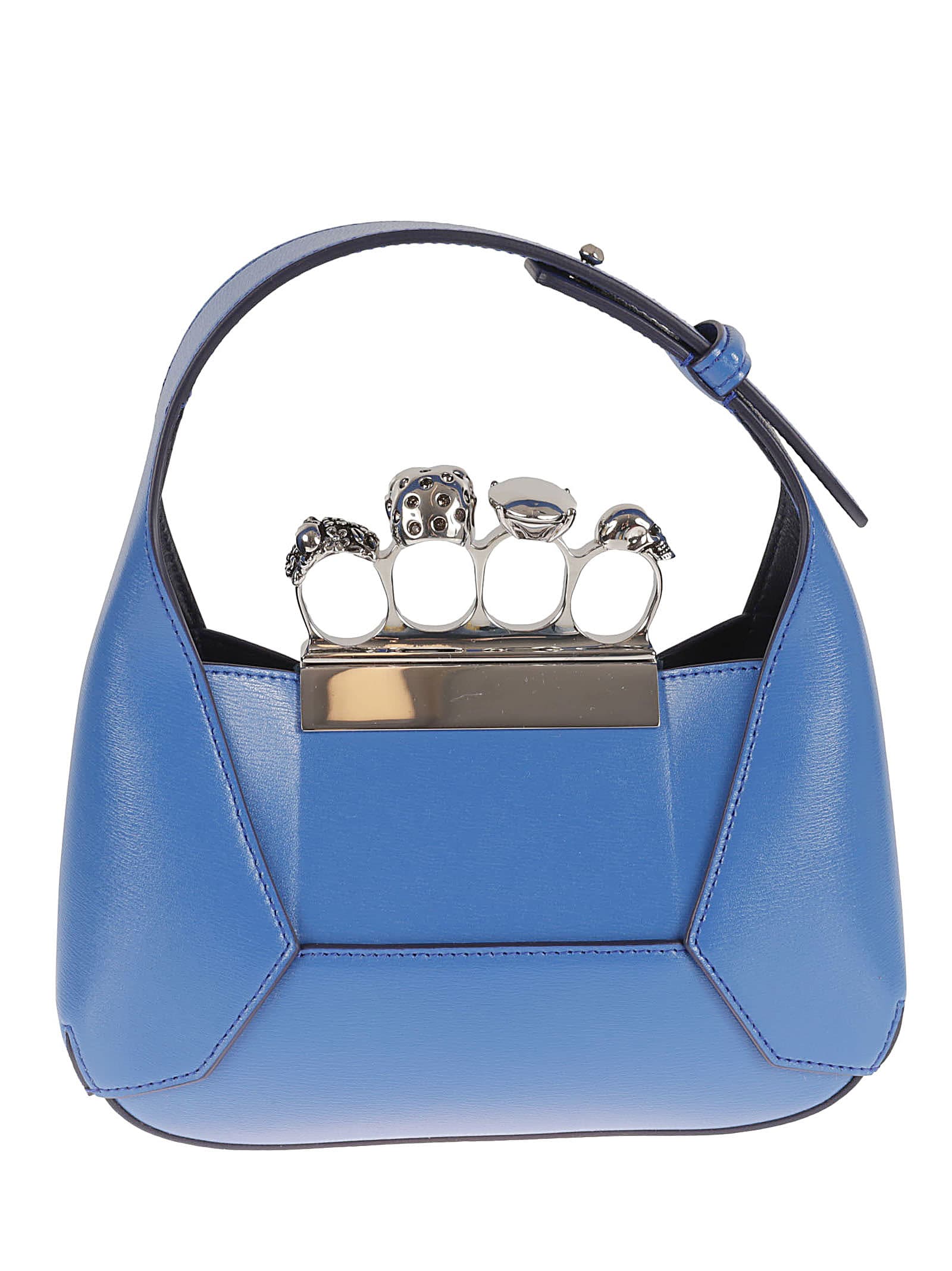 Shop Alexander Mcqueen Mini Jeweled Hobo Bag In Galactic Blue