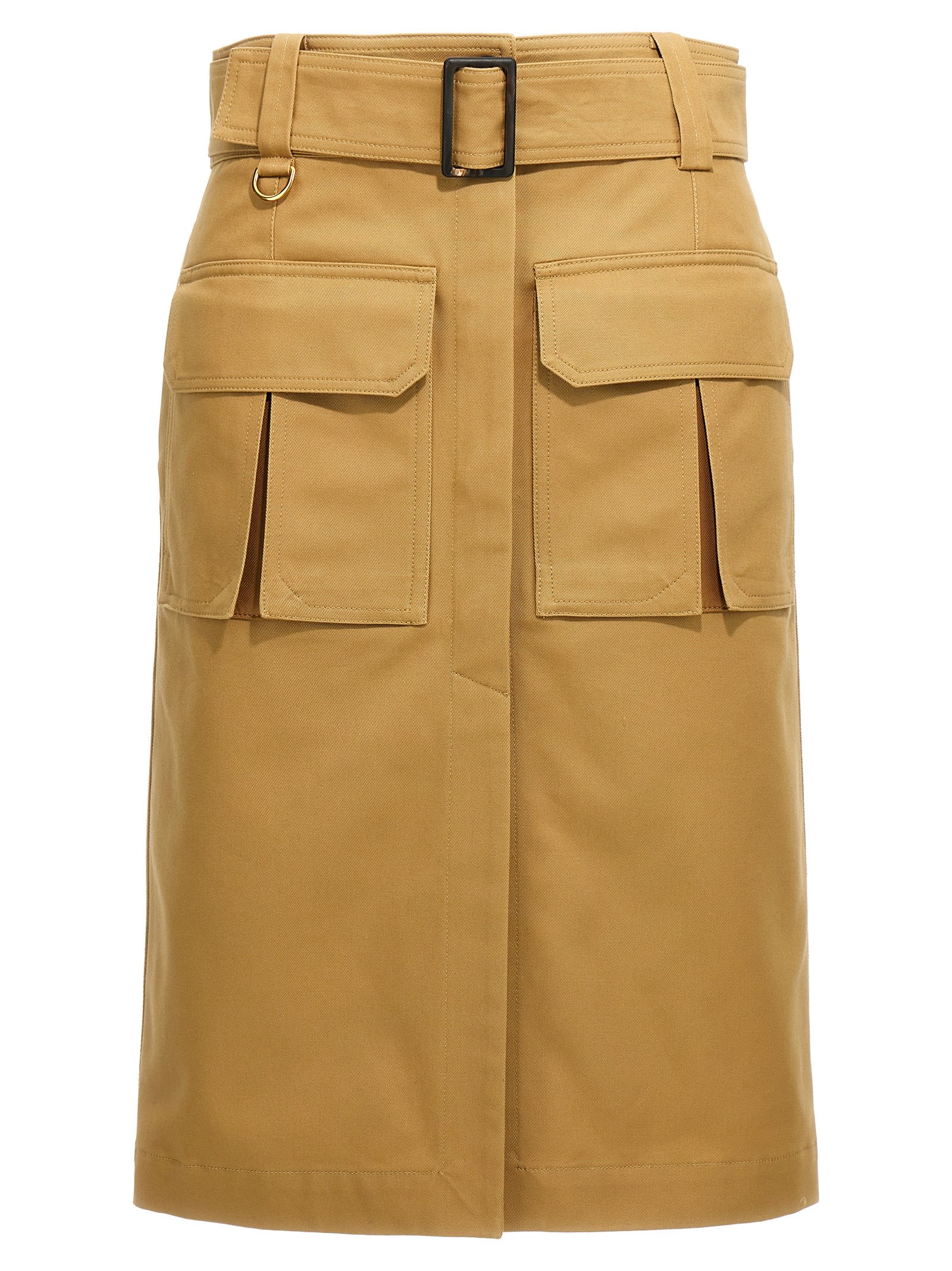 Shop Chloé Gabardine Skirt In Beige