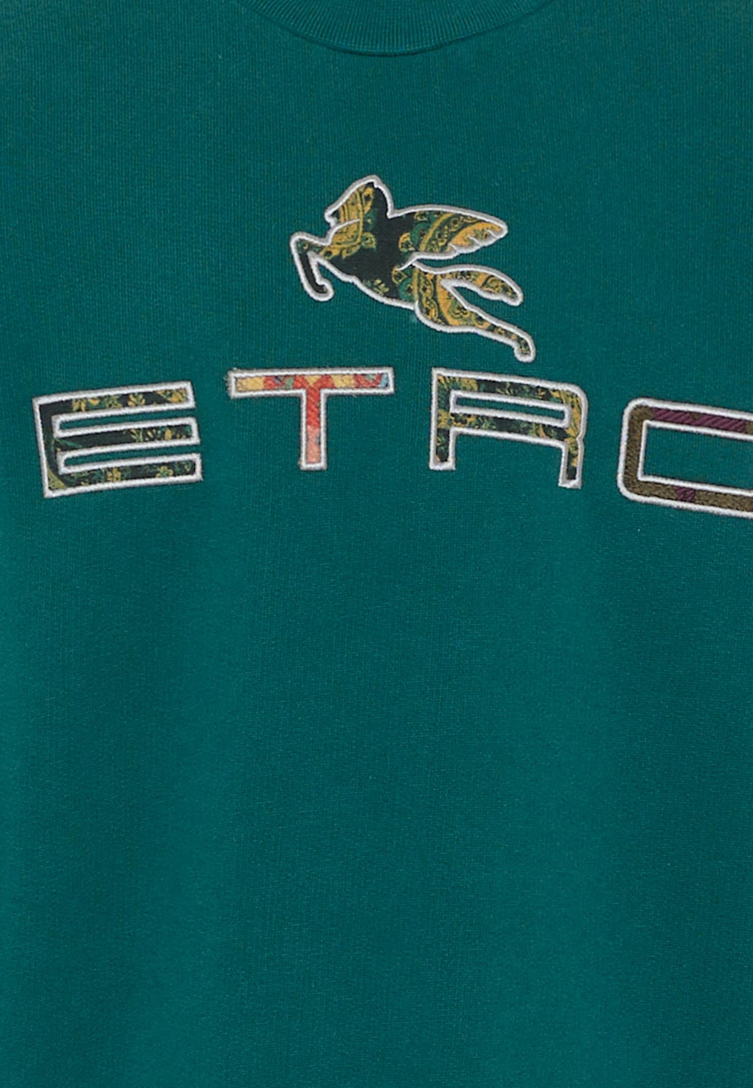 Etro Green Sweatshirt With Logo And Pegasus For Kids In Green