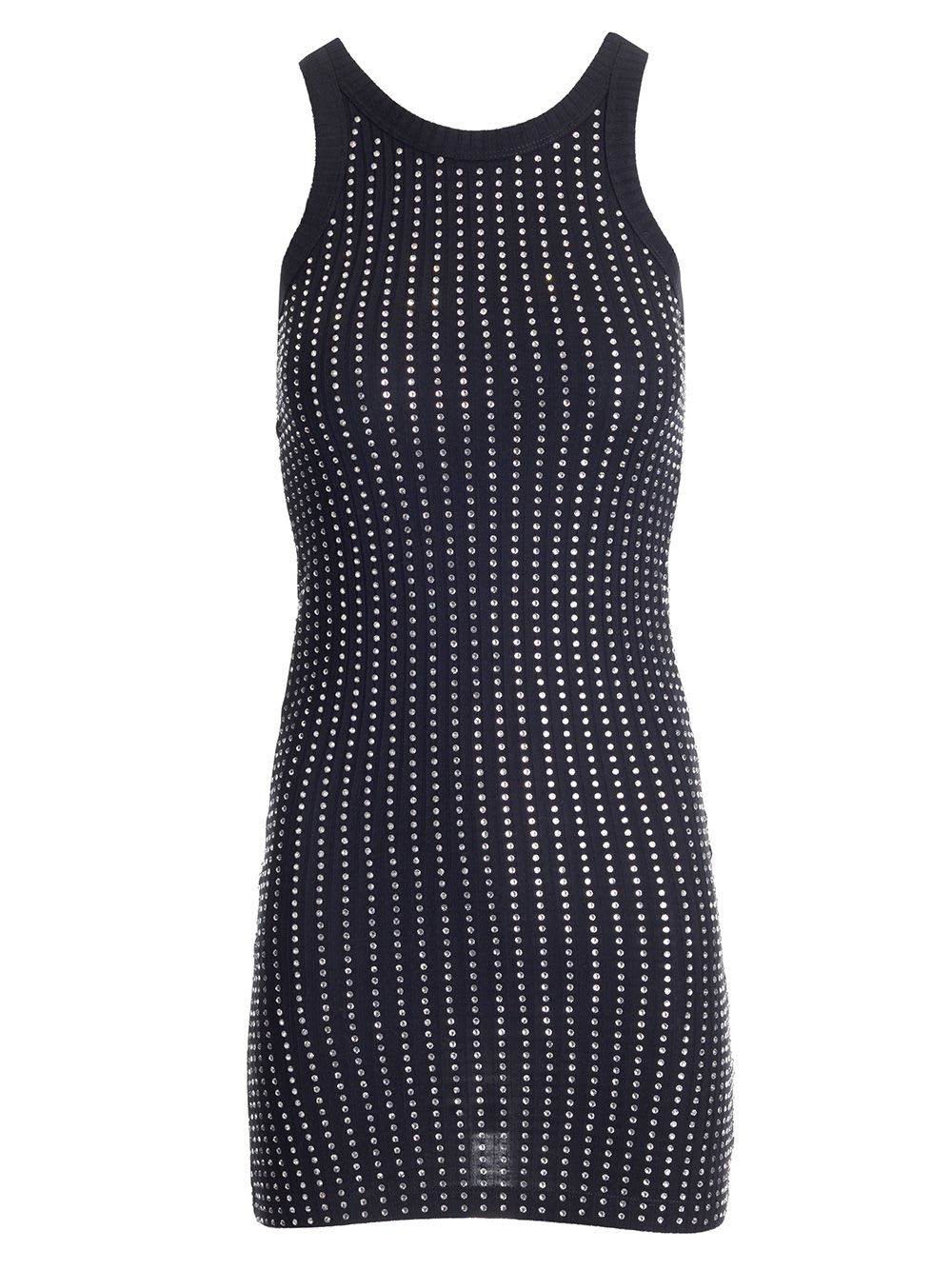 Attico Fitted Midi Dress With Shimmering Embellishments In Black