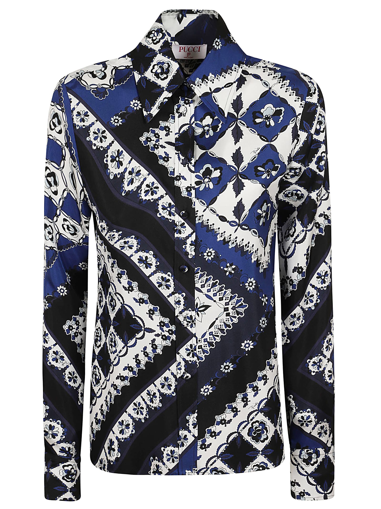 Shop Pucci Silk Twill Shirt In Navy