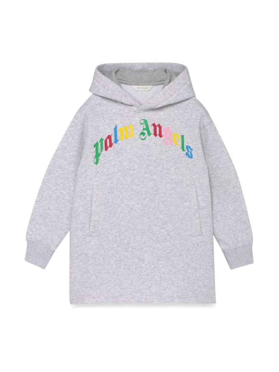 Palm Angels Kids' Classic Over Logo Hoodiedress In Grey