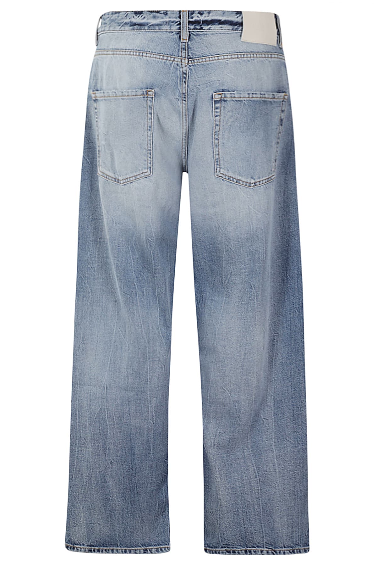 Icon Denim Light Blue Jeans With Belt Loops And Logo Patch On The Rear In Denim Man In Medium