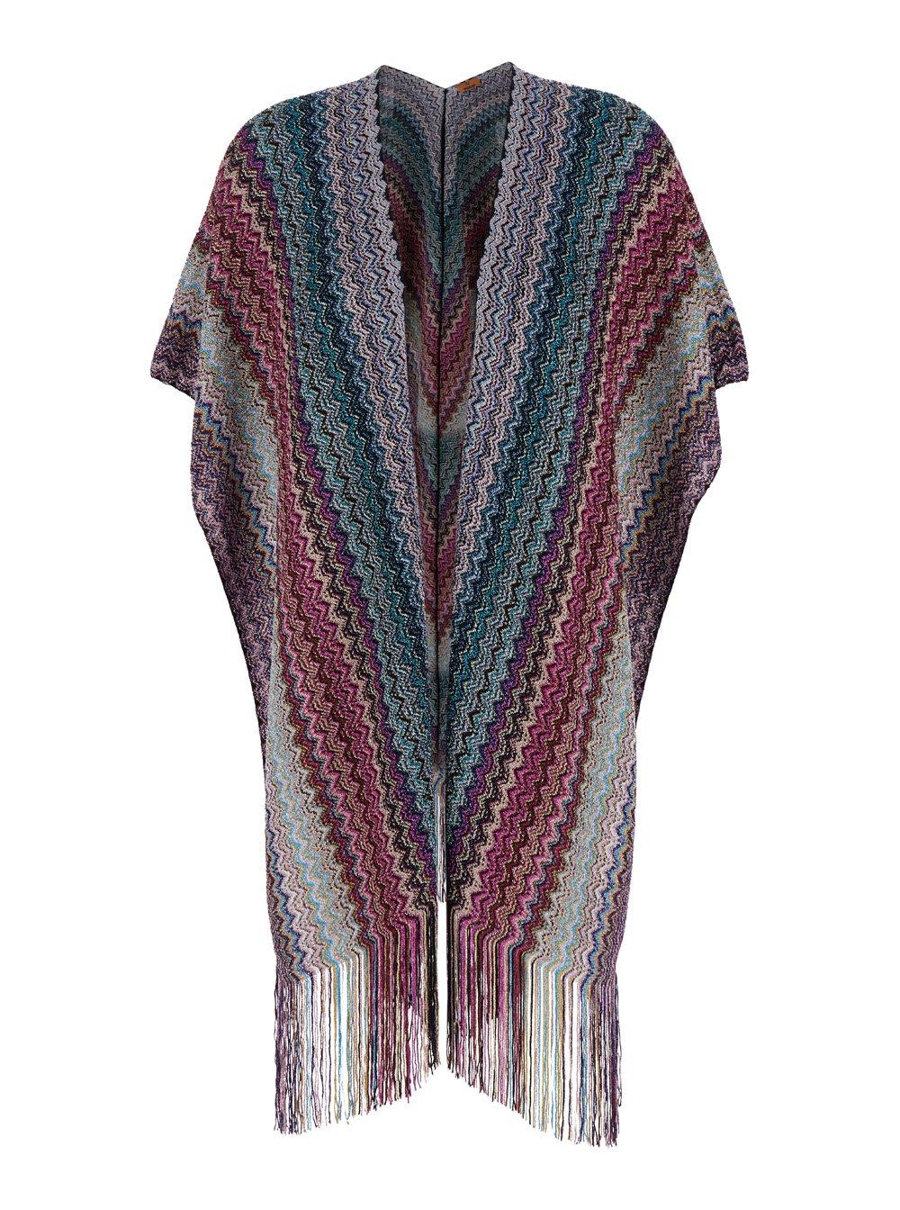 Zigzag Woven Fringed Edge Cape Missoni