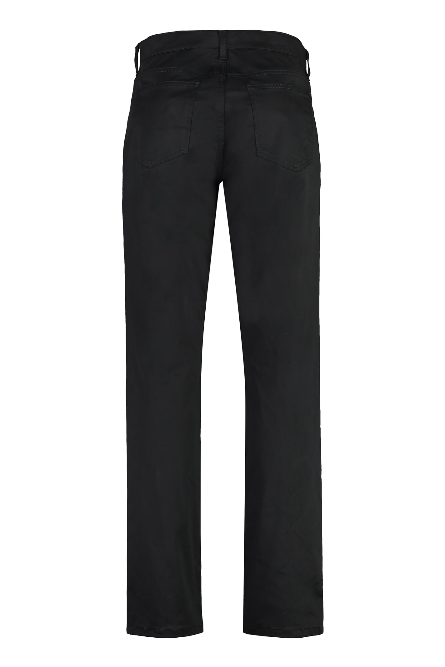 Shop Moschino Stretch Cotton Trousers In Black