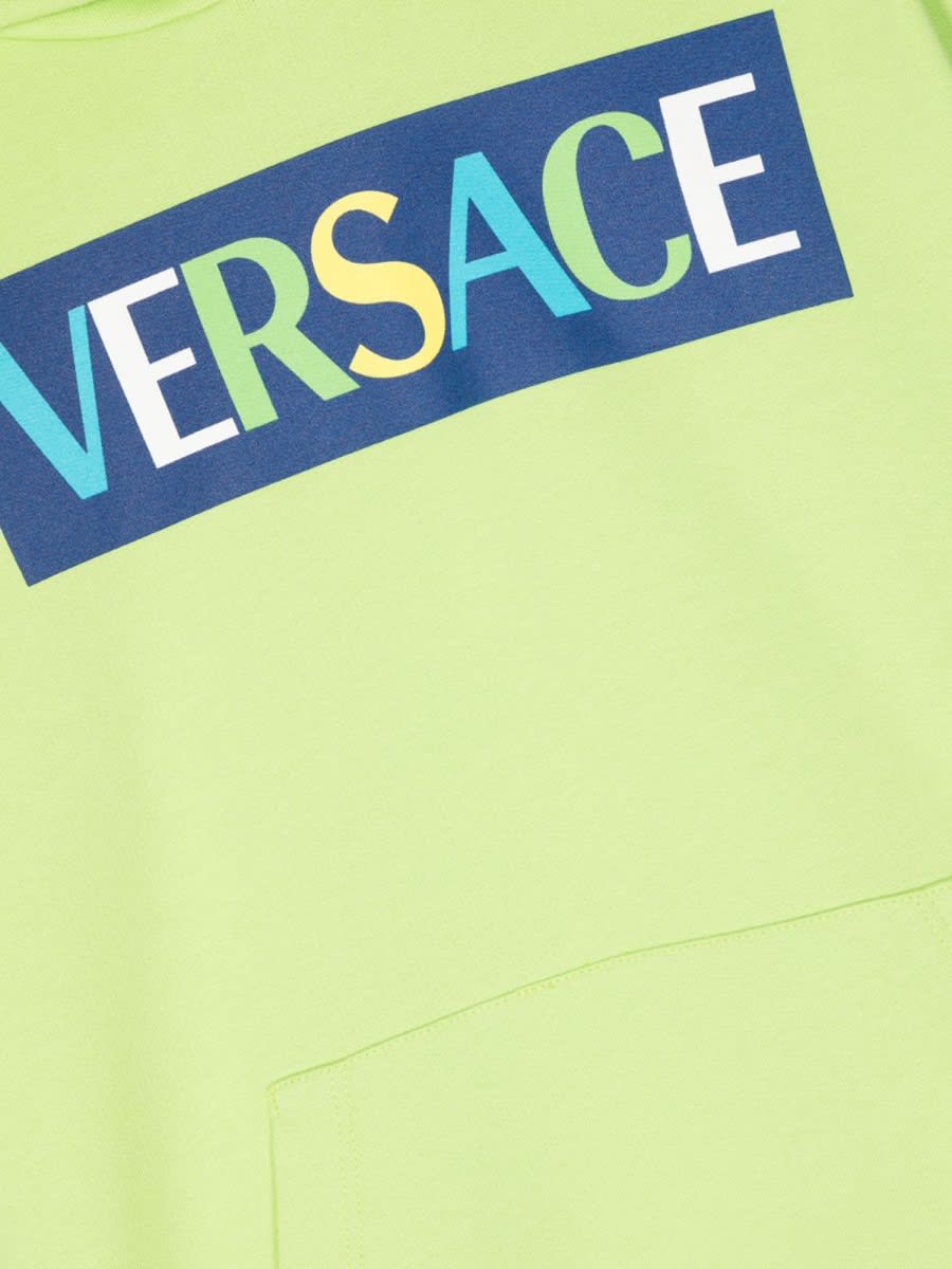 Shop Versace Logo Hoodie In Green