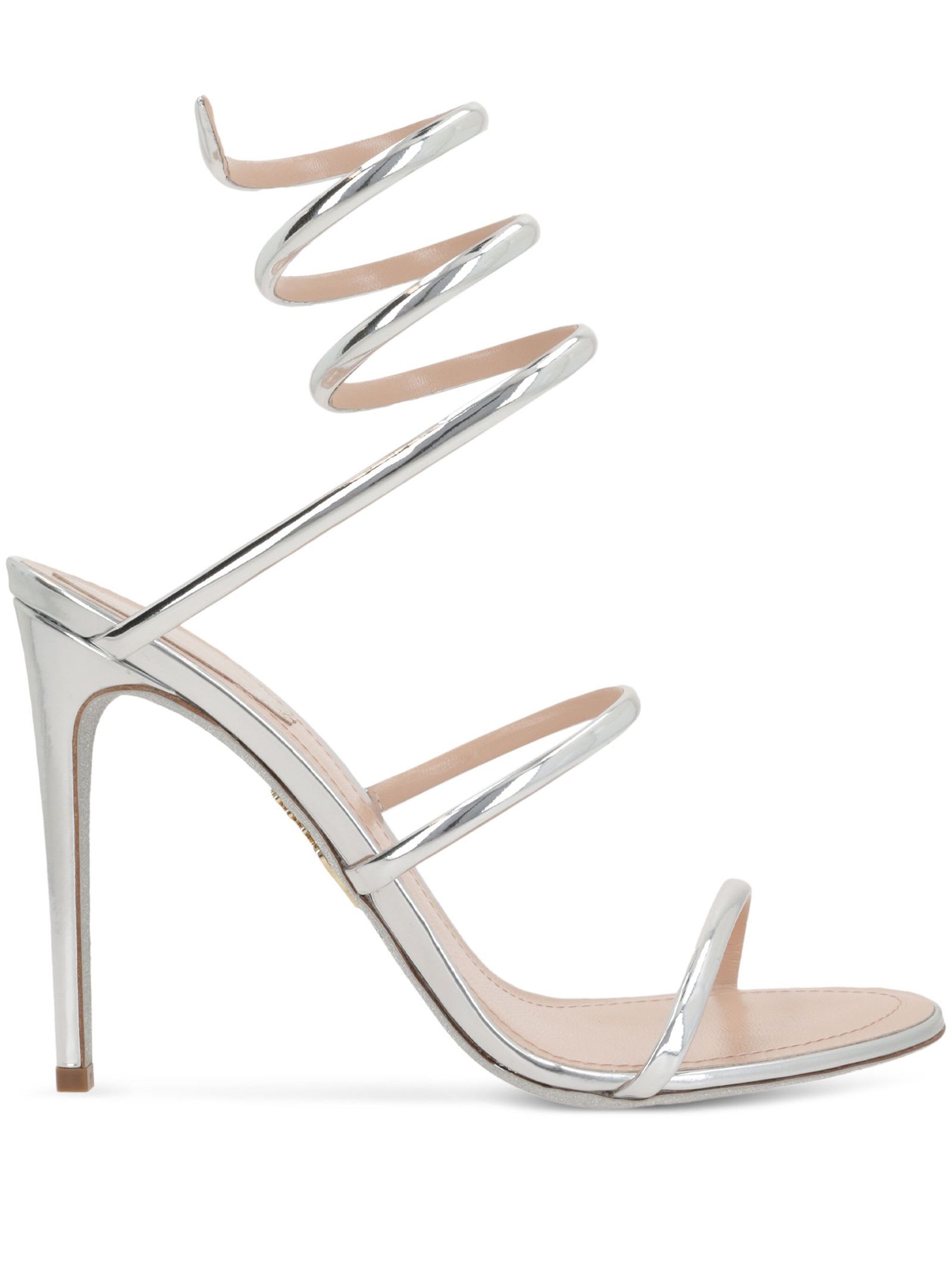 René Caovilla Cleo Metallic Silver Leather Sandal