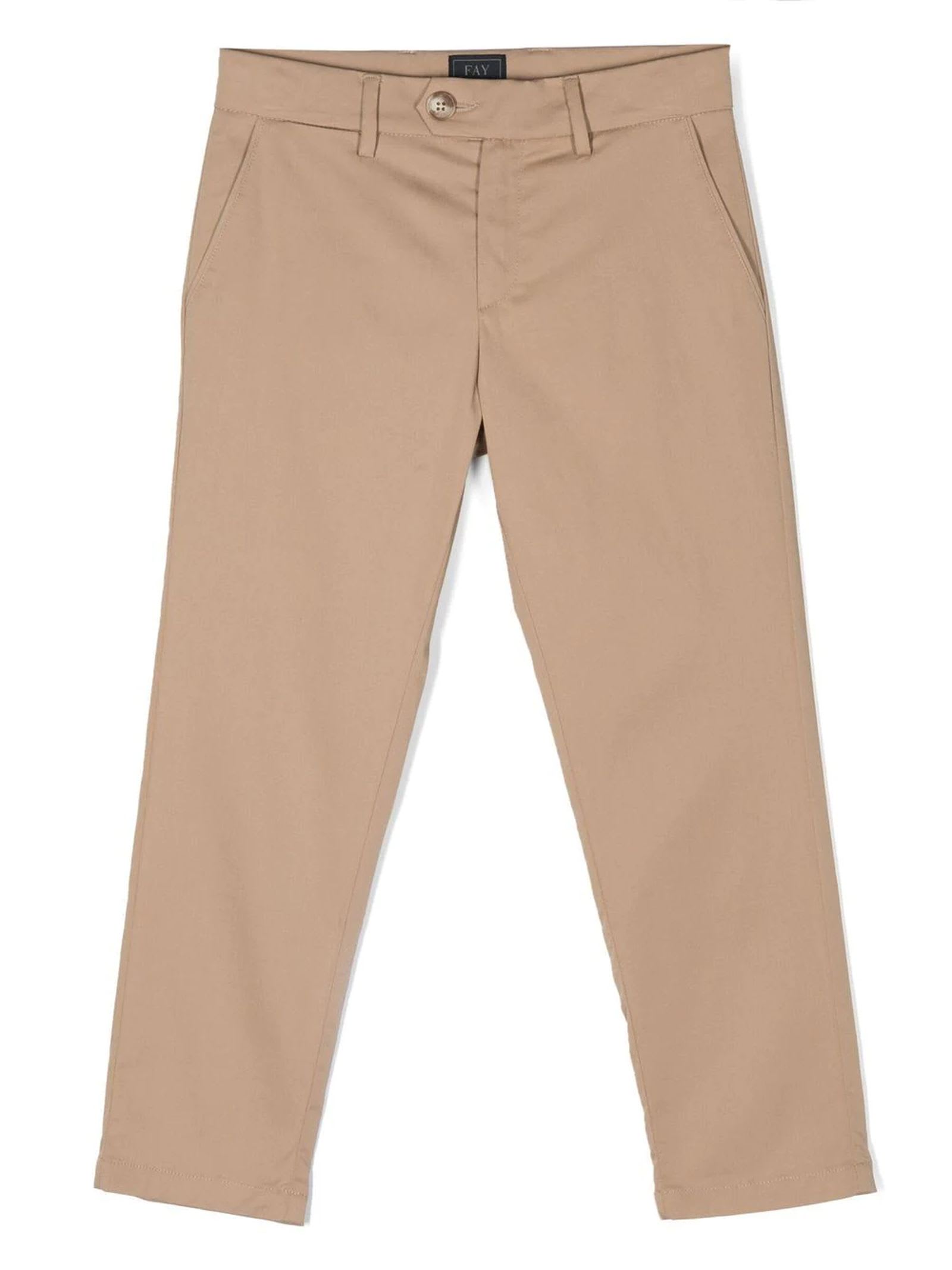FAY BROWN COTTON TROUSERS
