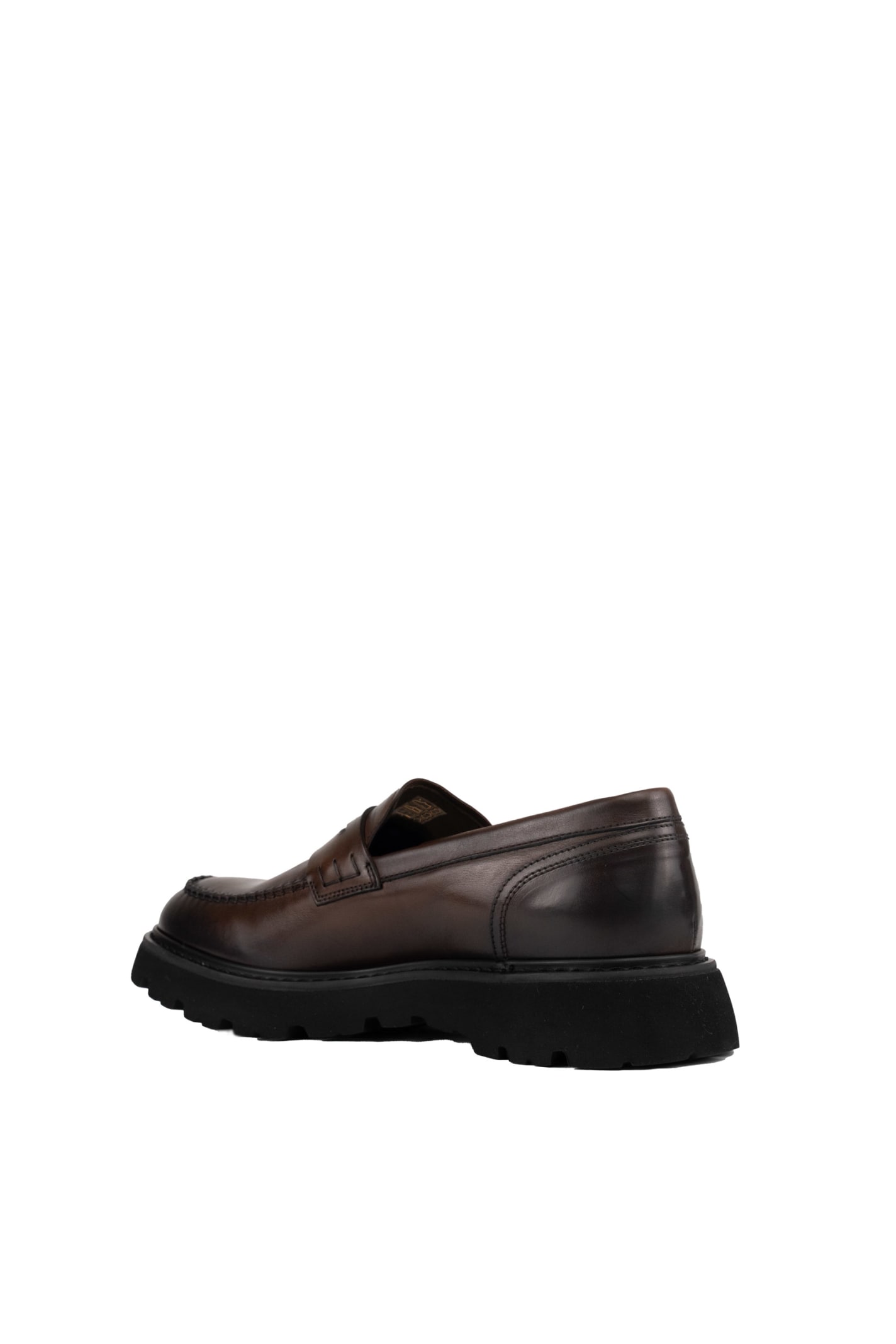 Shop Doucal's Brown Leather Loafers In Triumph Marrone+f.do Nero