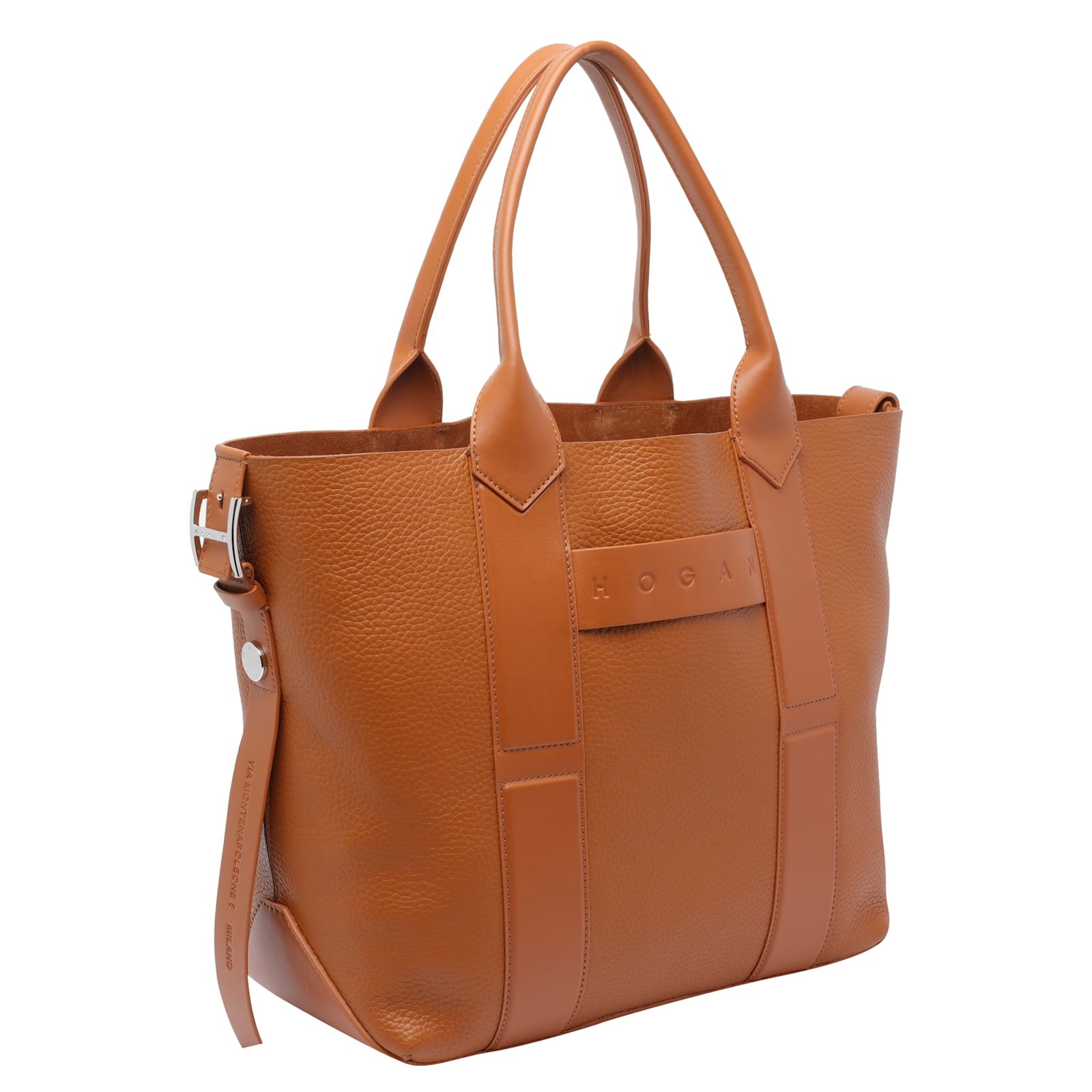 Hogan Medium Script Shopping Bag In Brown