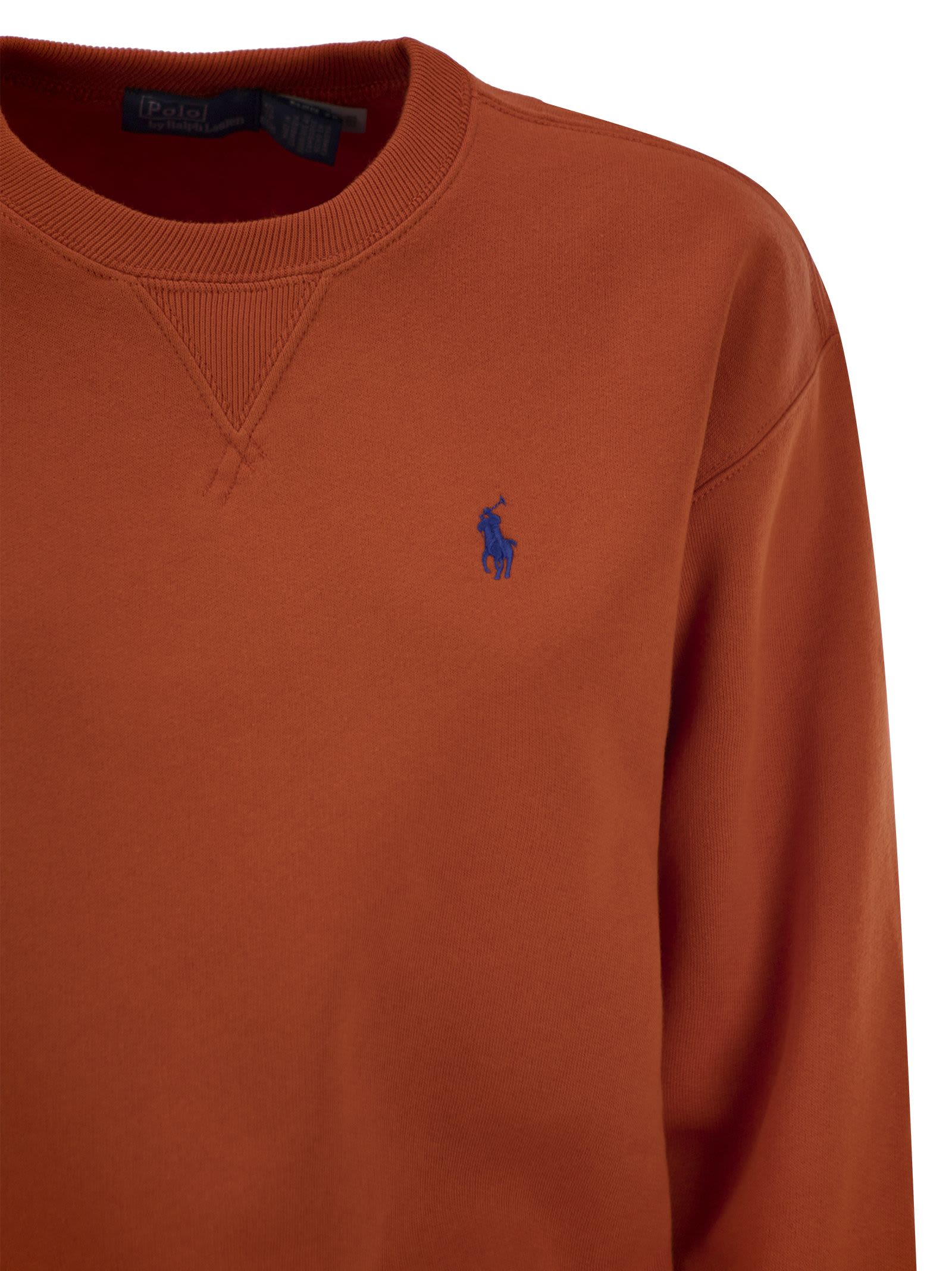 Shop Polo Ralph Lauren Crewneck Sweatshirt In Orange