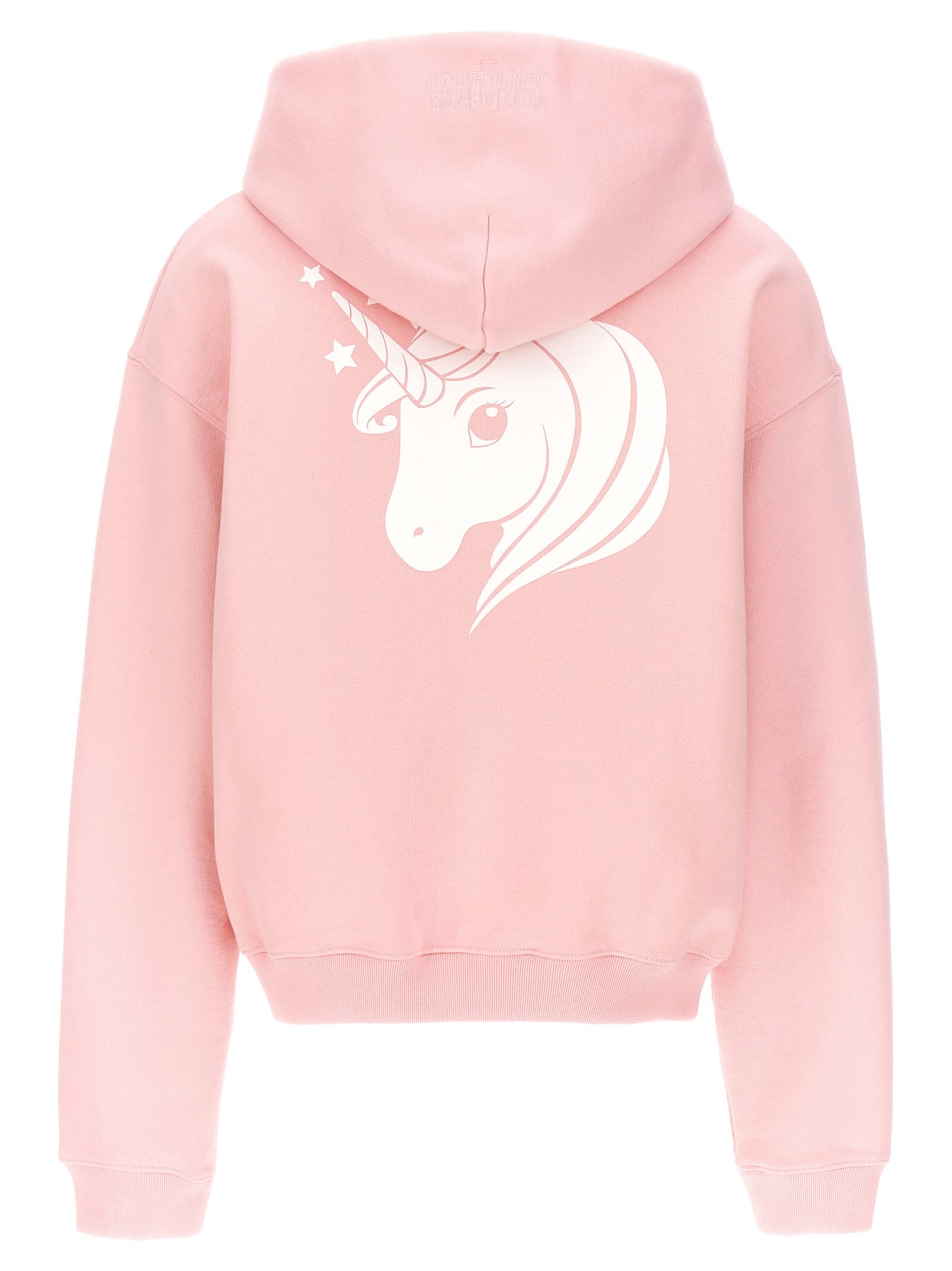 Shop Vetements Unicorn Cropped Hoodie In Pink