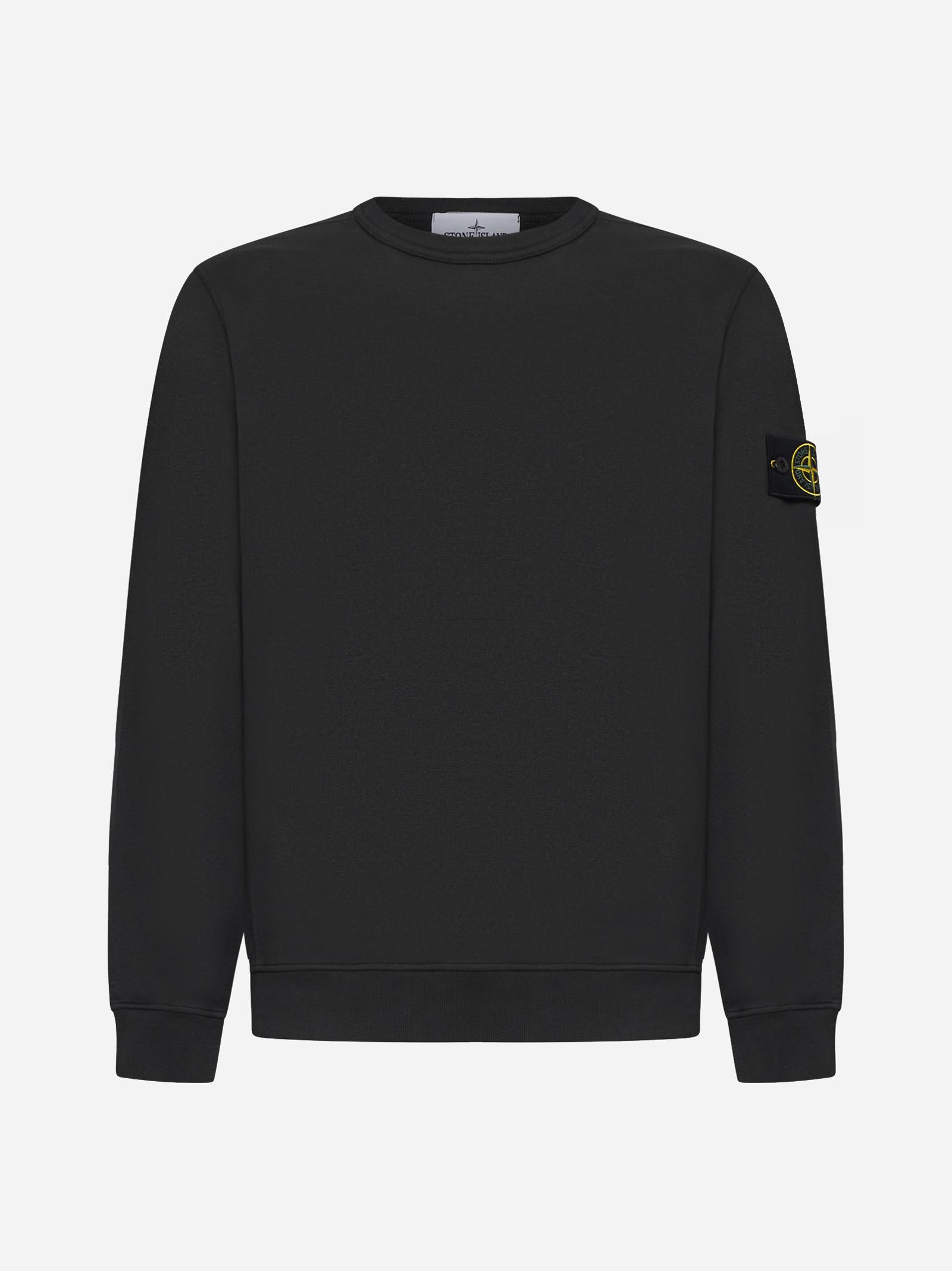 Shop Stone Island Cotton Sweatshirt In Lead Grey