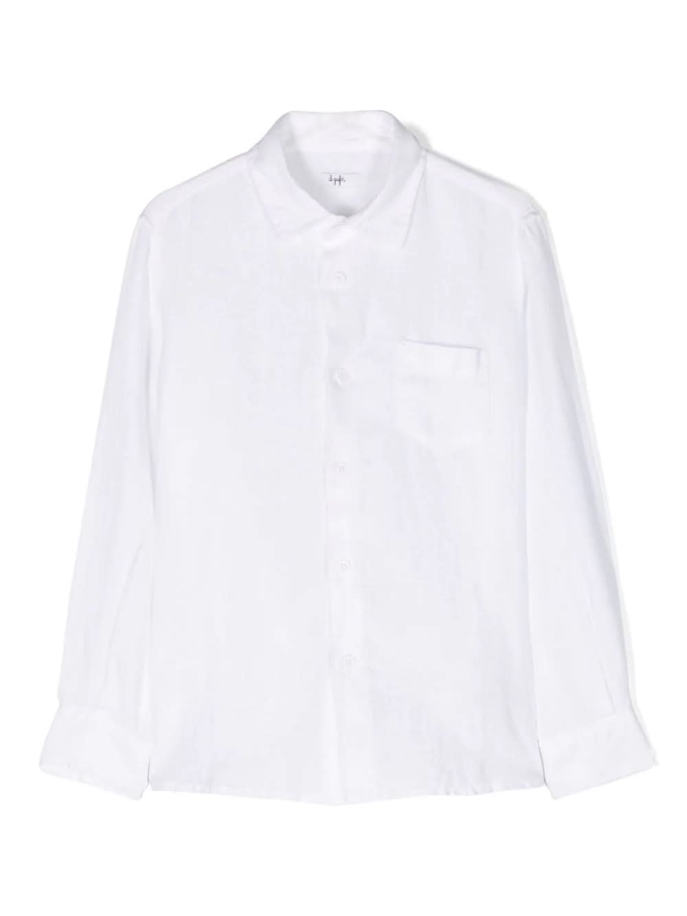 Shop Il Gufo White Linen Shirt With Pocket In Bianco