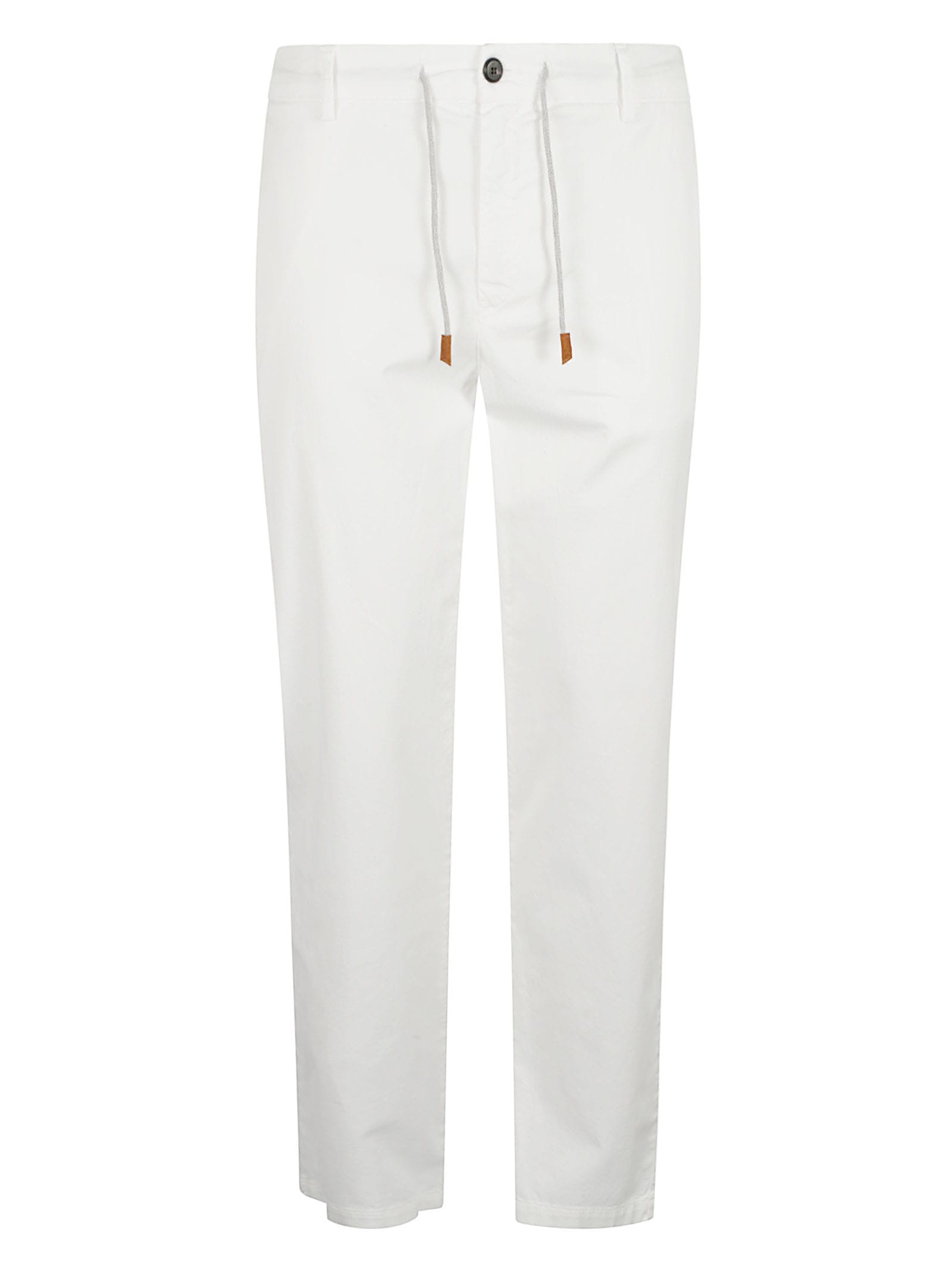 Shop Eleventy Drawstringed Buttoned Trousers In White