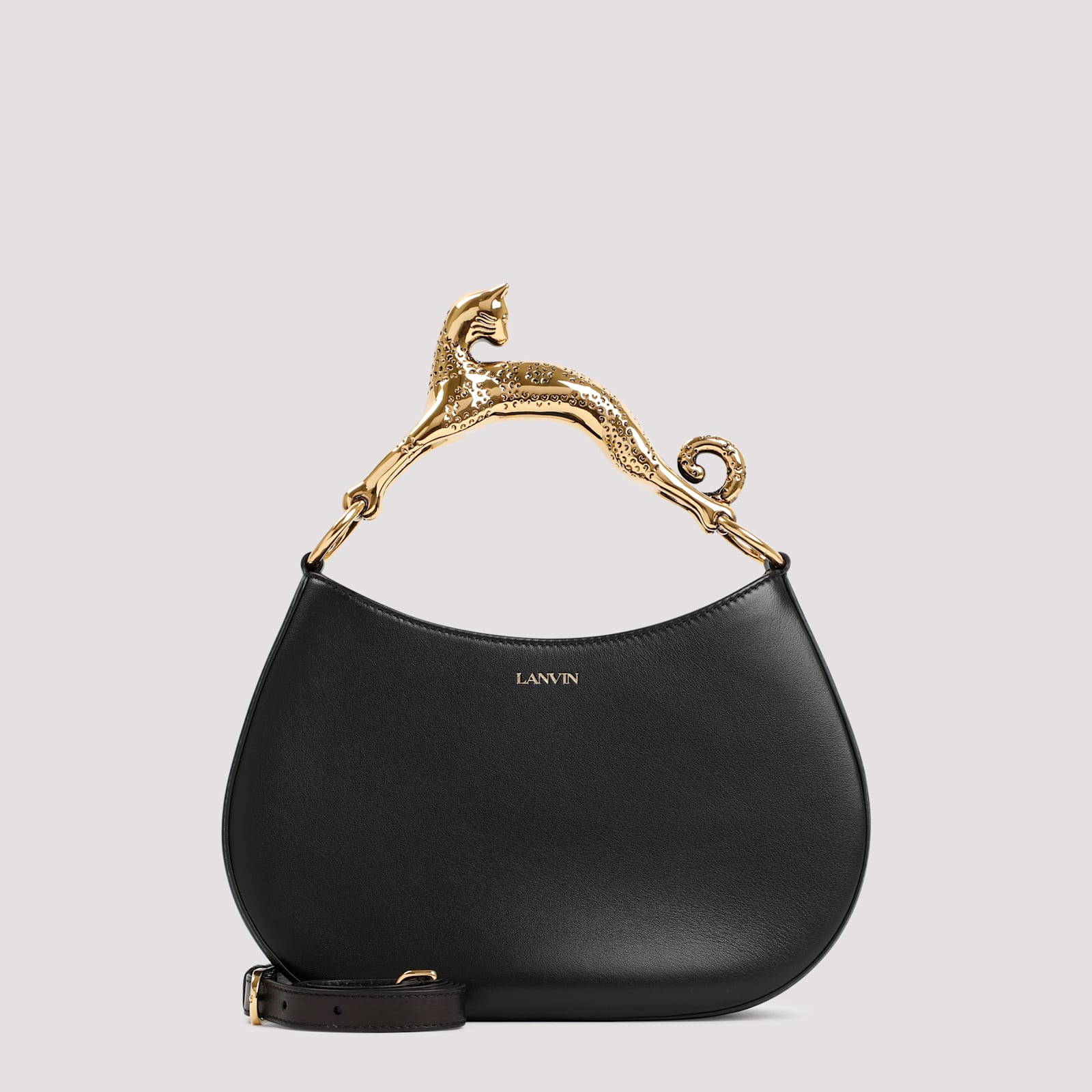 Shop Lanvin Embellished-handle Hobo Bag In Black