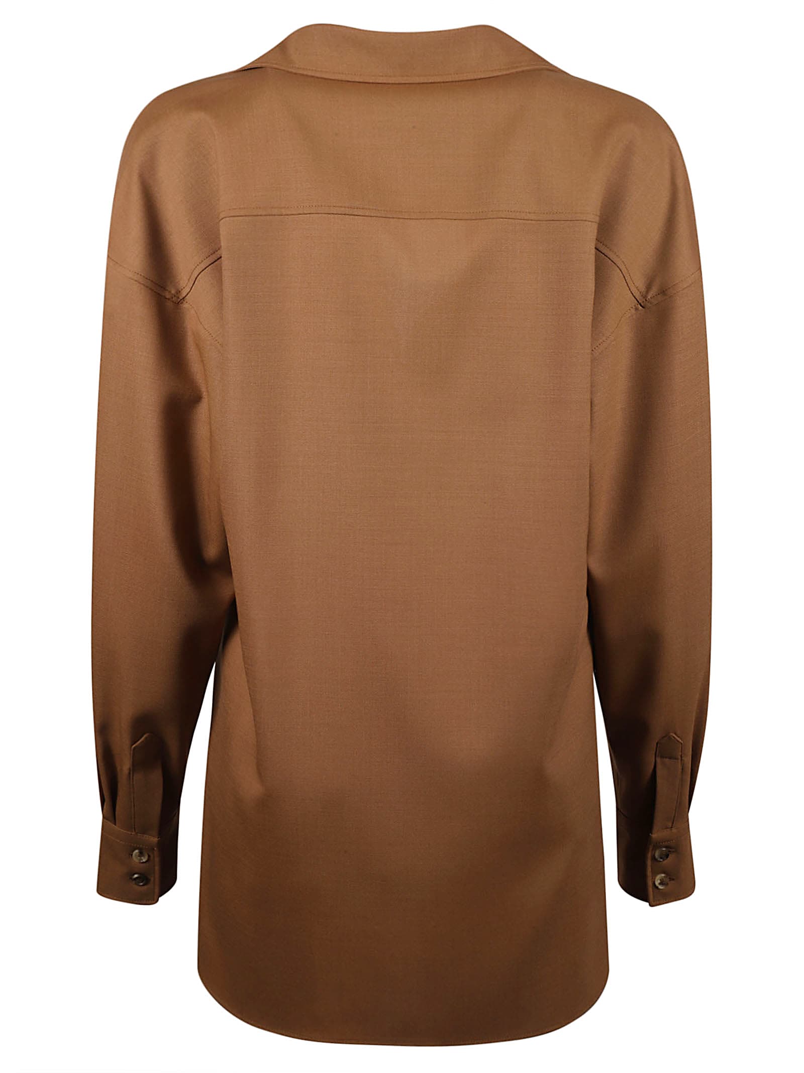 Shop Philosophy Di Lorenzo Serafini V-neck Long-sleeved Shirt Dress In Chocolate