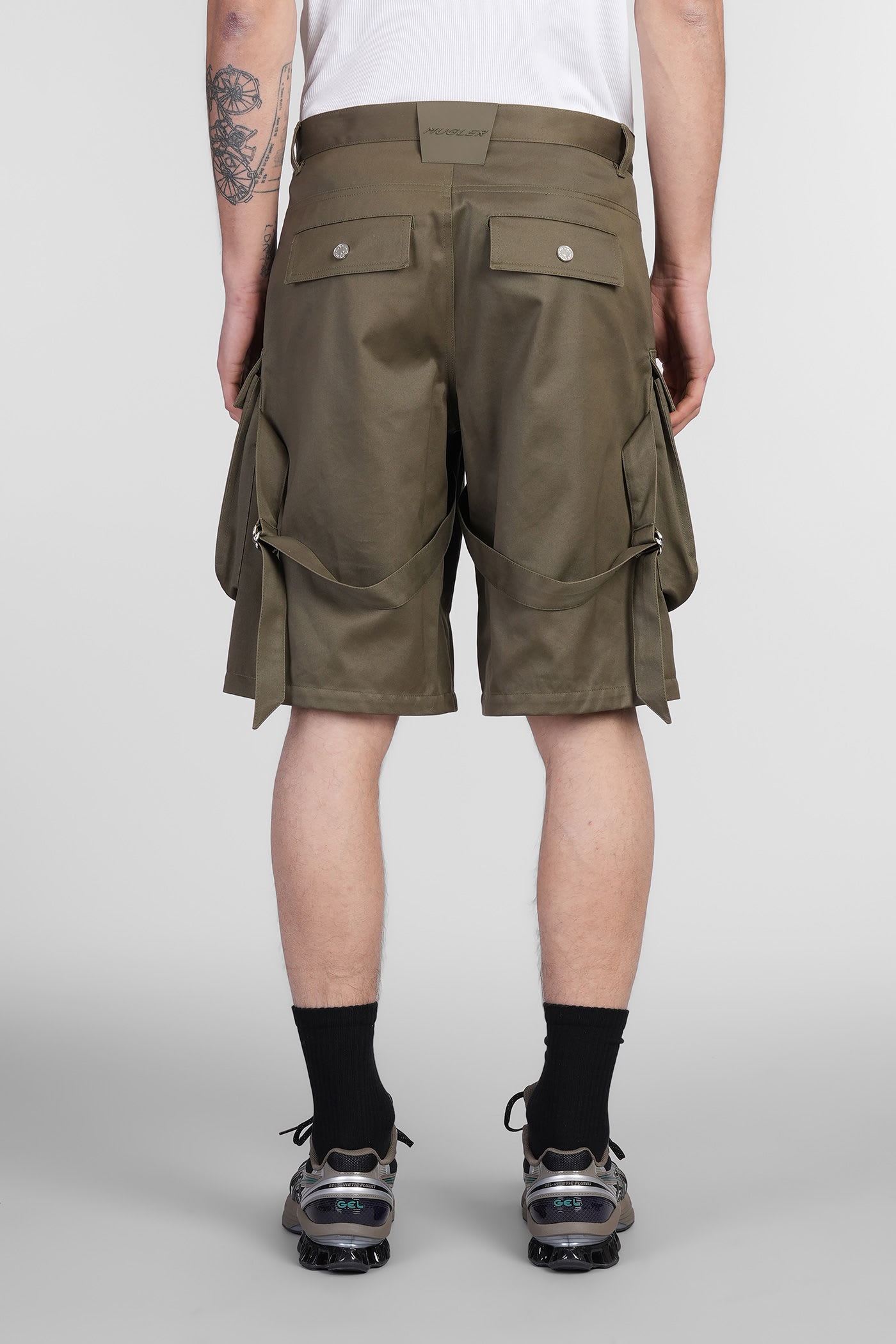 Mugler Shorts In Khaki Cotton In Green