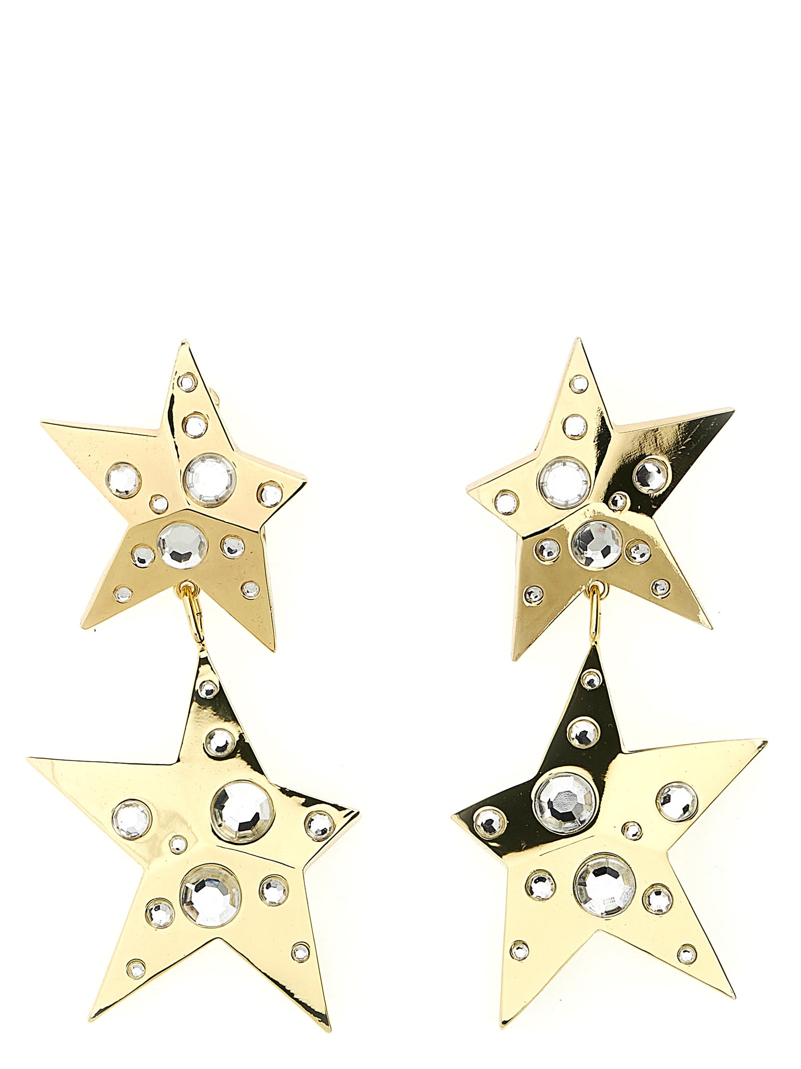 Area Crystal Star Drop Earrings In Gold