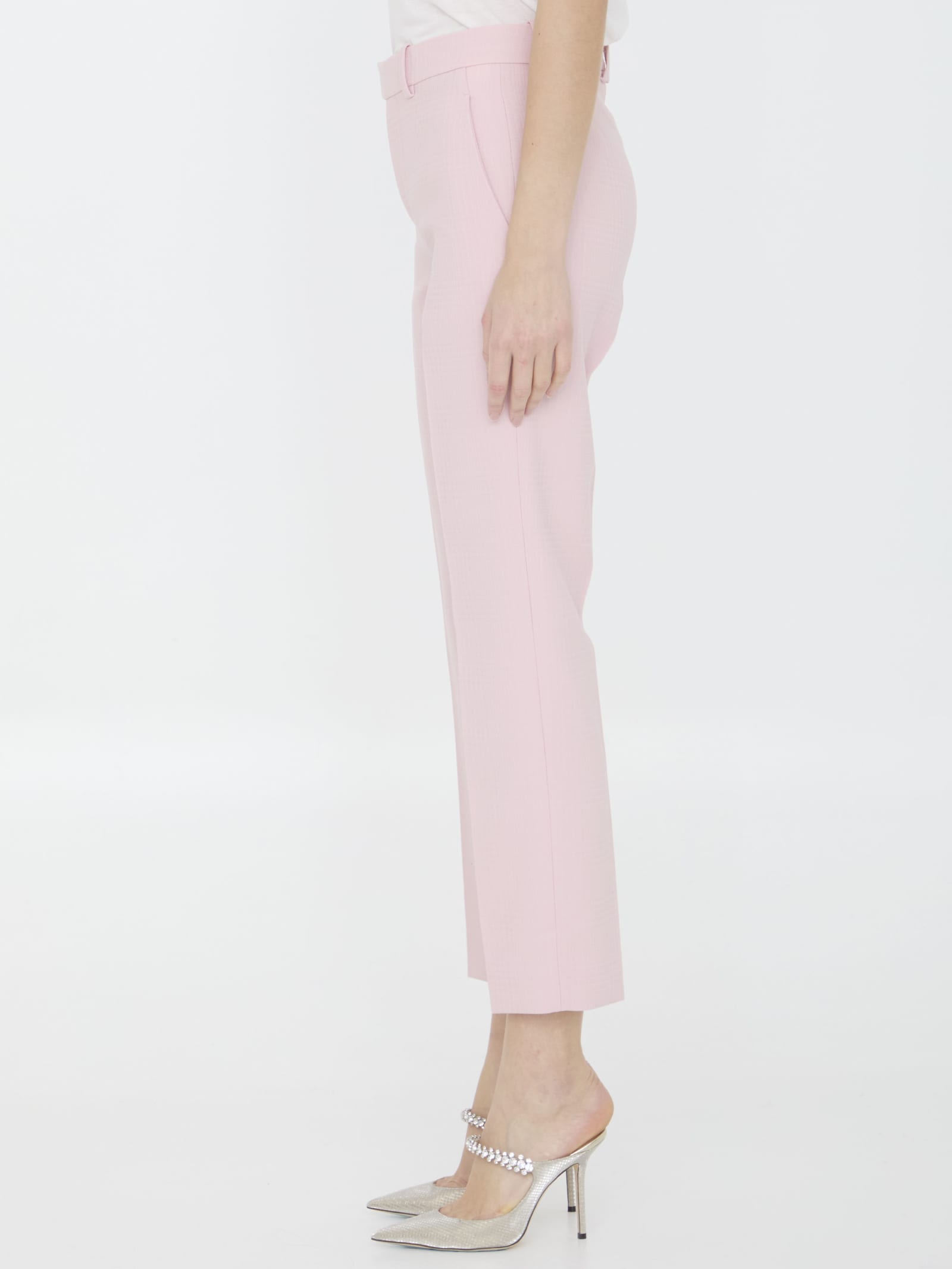 Shop Burberry Wool Tailored Trousers In Pink