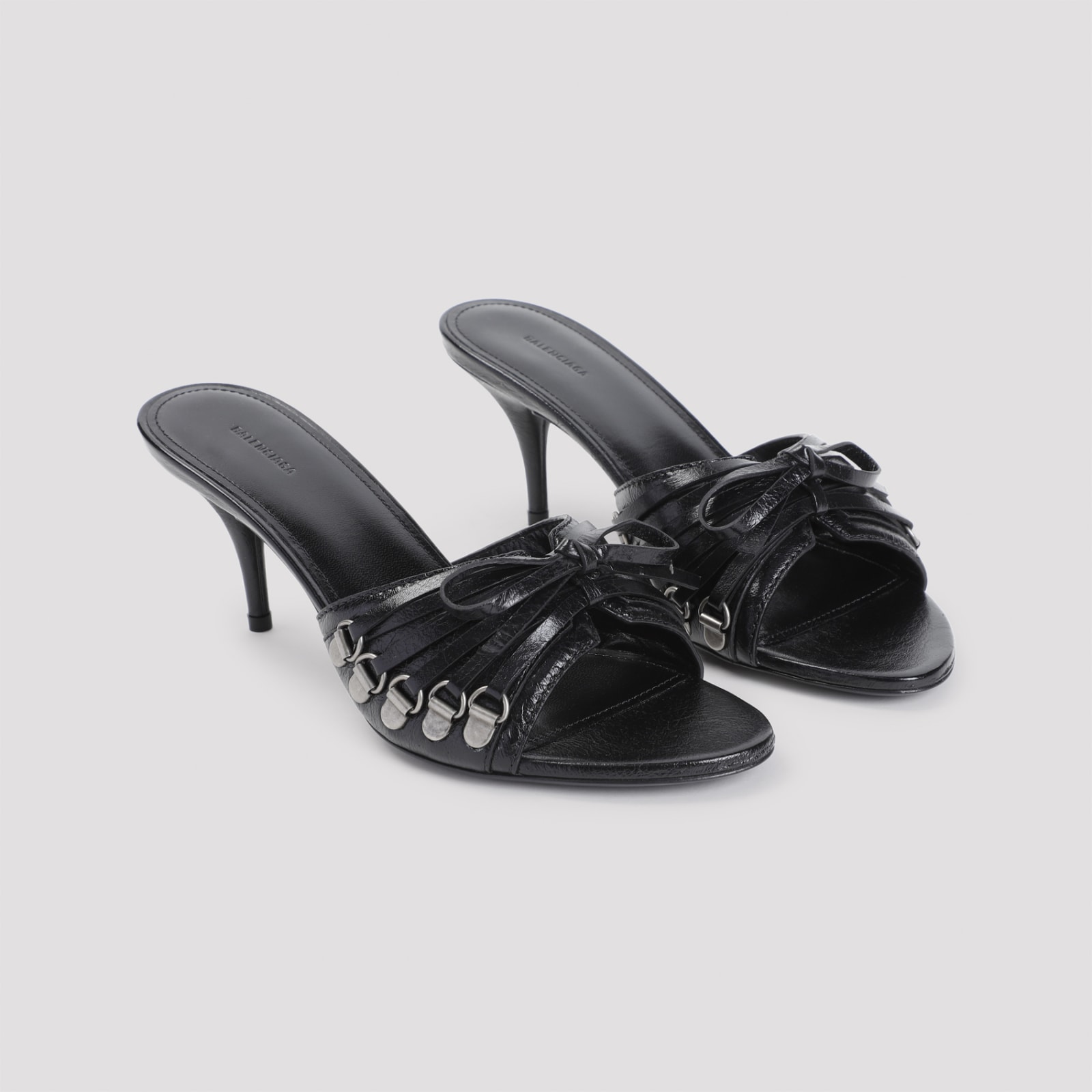 Shop Balenciaga Cagole Sandals In Black Silver