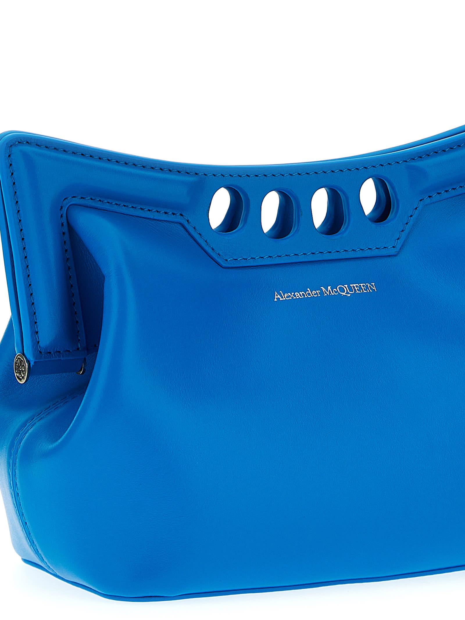 Alexander Mcqueen Light Blue Peak Mini Shoulder Bag In Blu