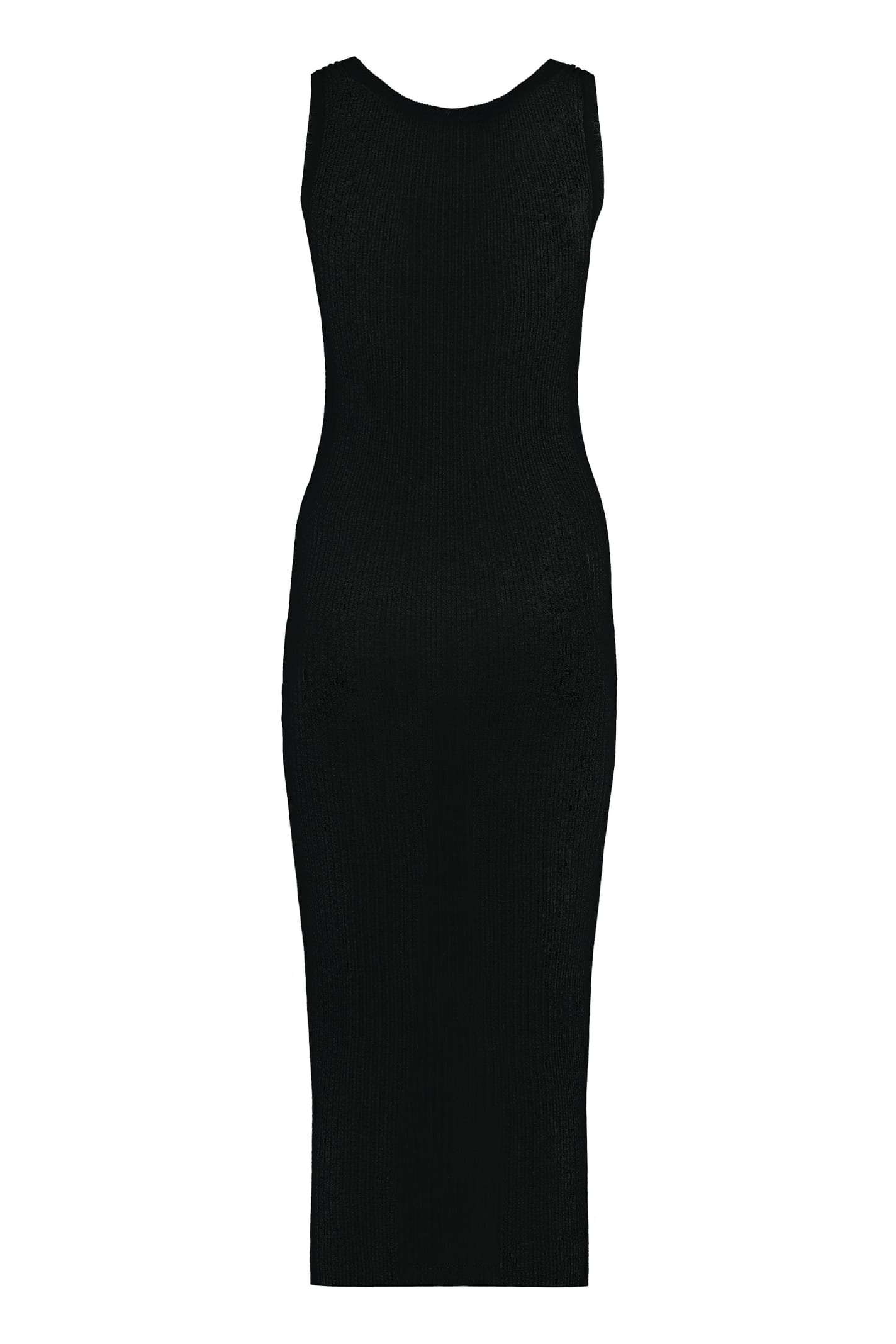 Shop Pinko Francoforte Ribbed Knit Midi Dress In Black