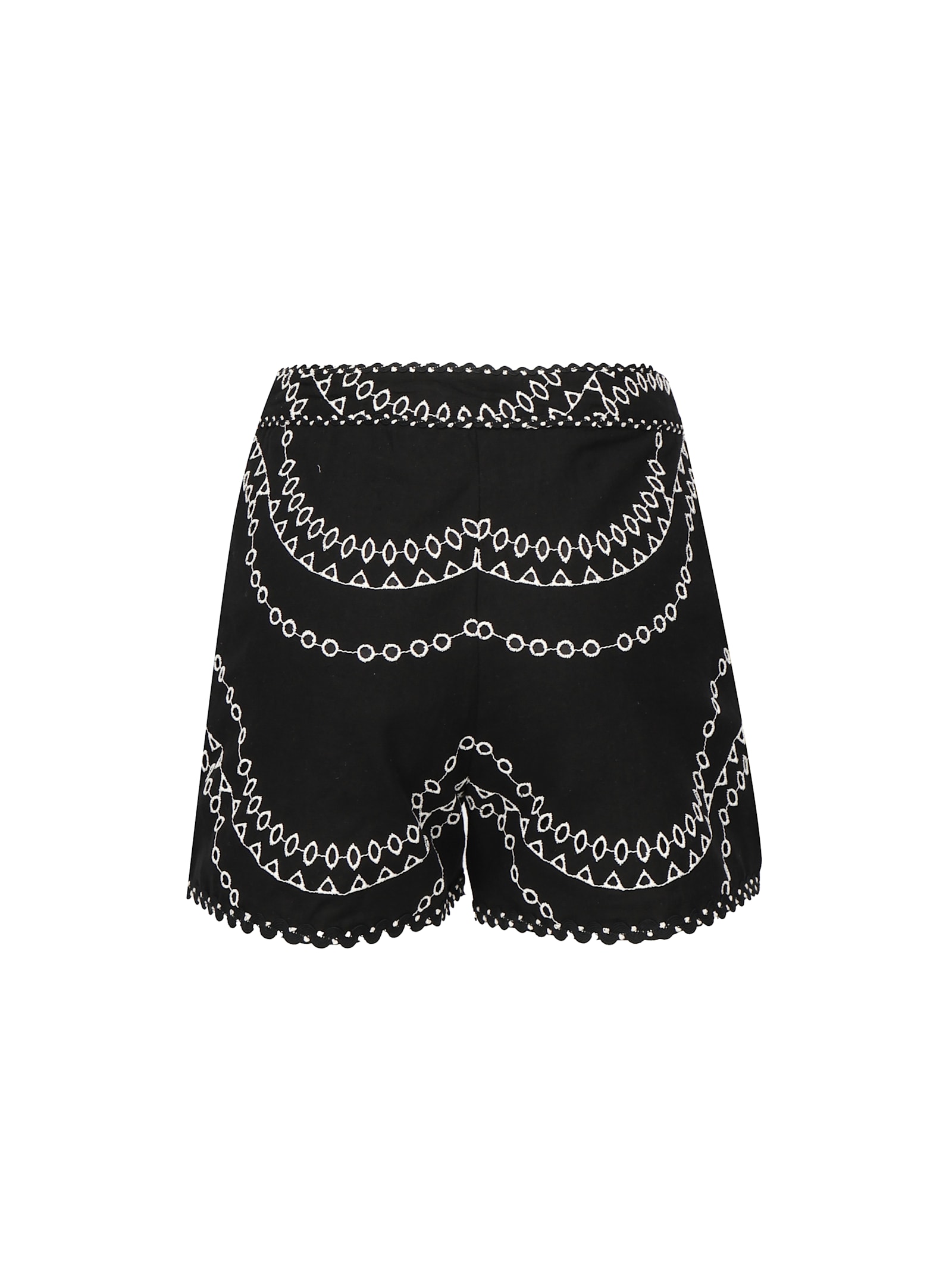 Charo Ruiz Drea Embroidered Cotton Linen Short In Black In Black