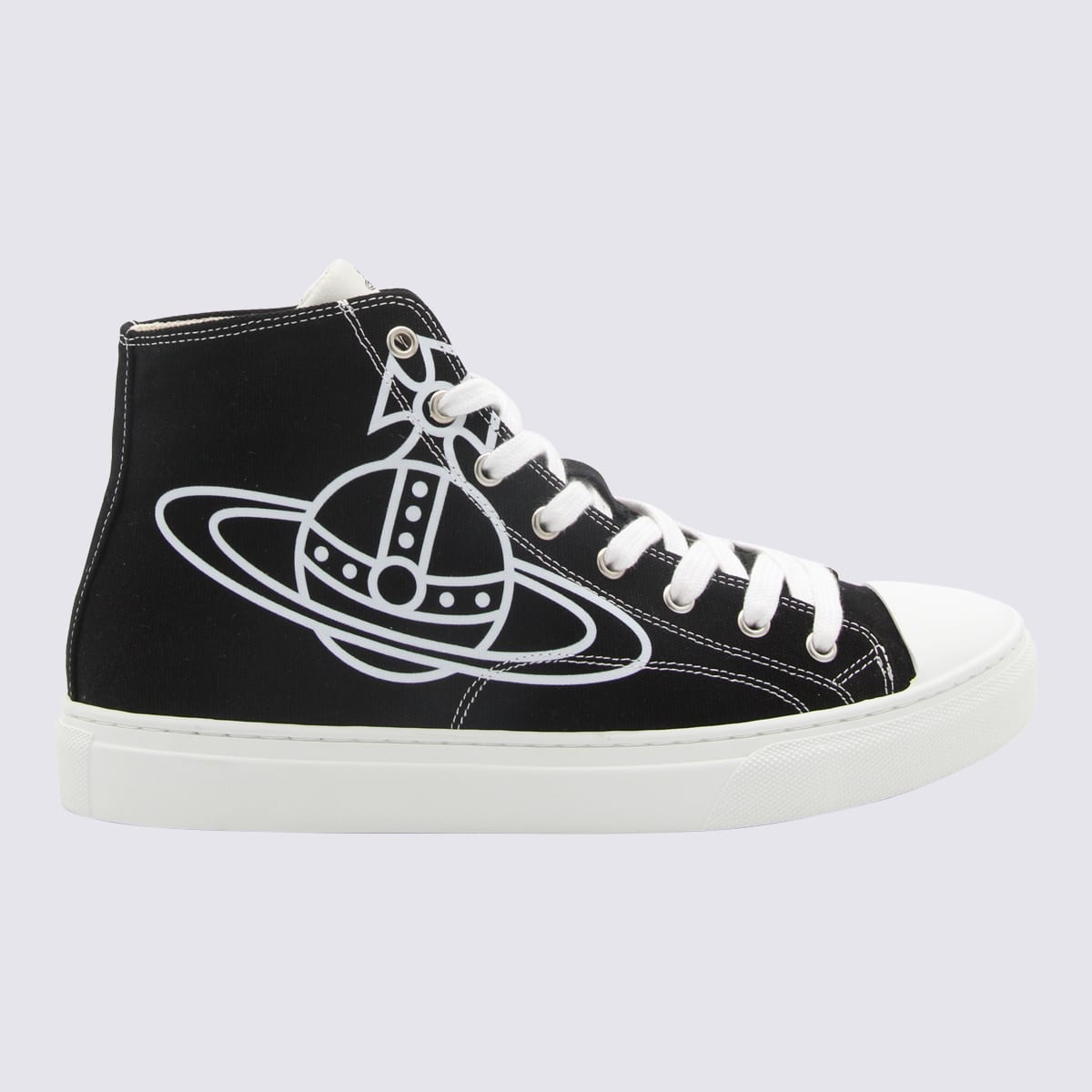 Shop Vivienne Westwood Black And White Canvas Plimsoll Sneakers