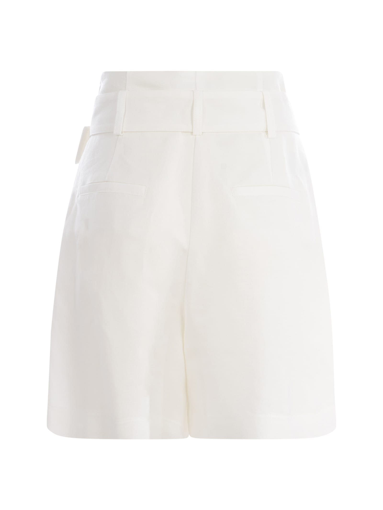 Shop Pinko Shorts  Semplice In Linen Blend In Bianco