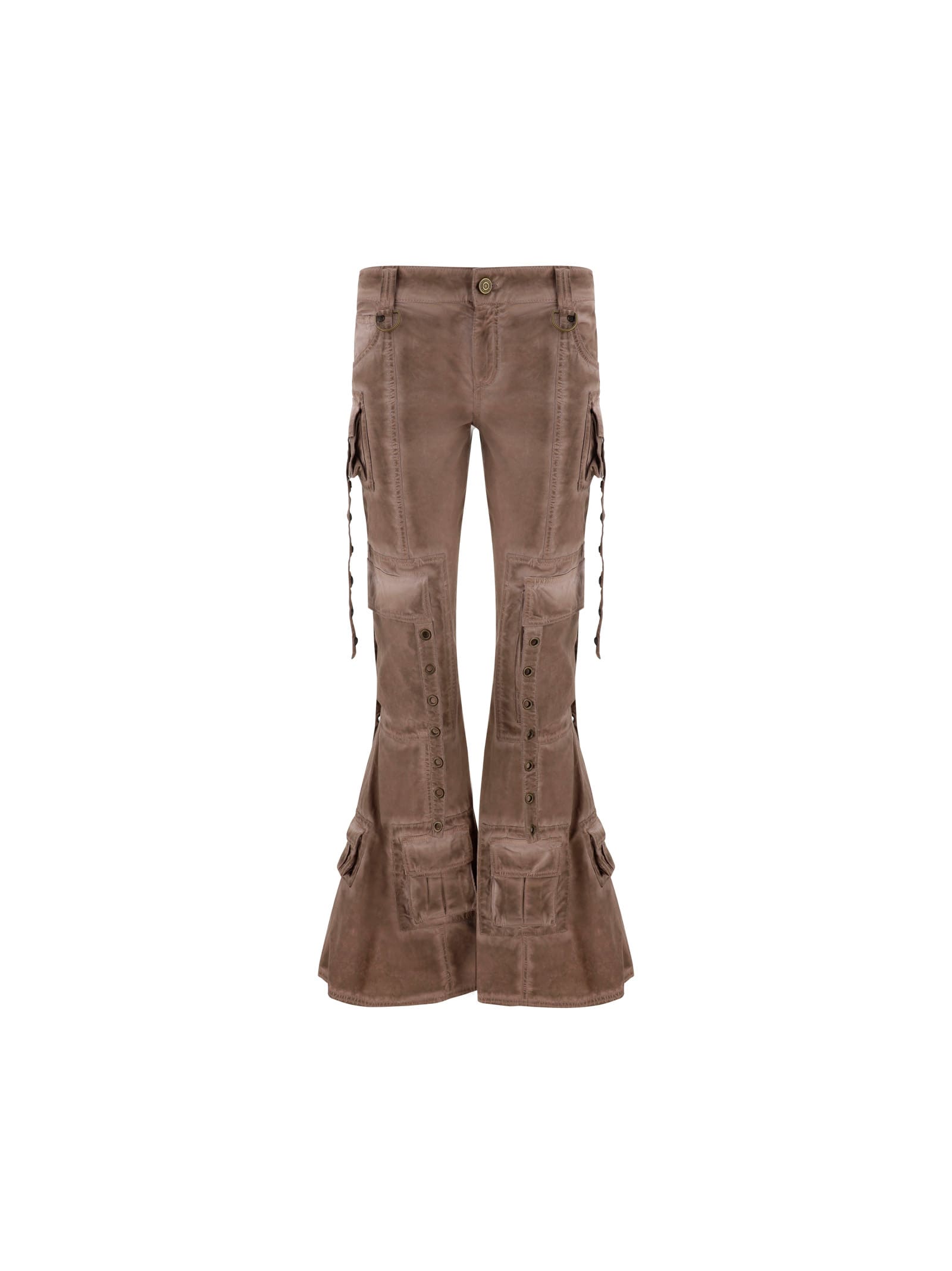 Blumarine Embellished Low-rise Flared Jeans In Coffee Liqueur