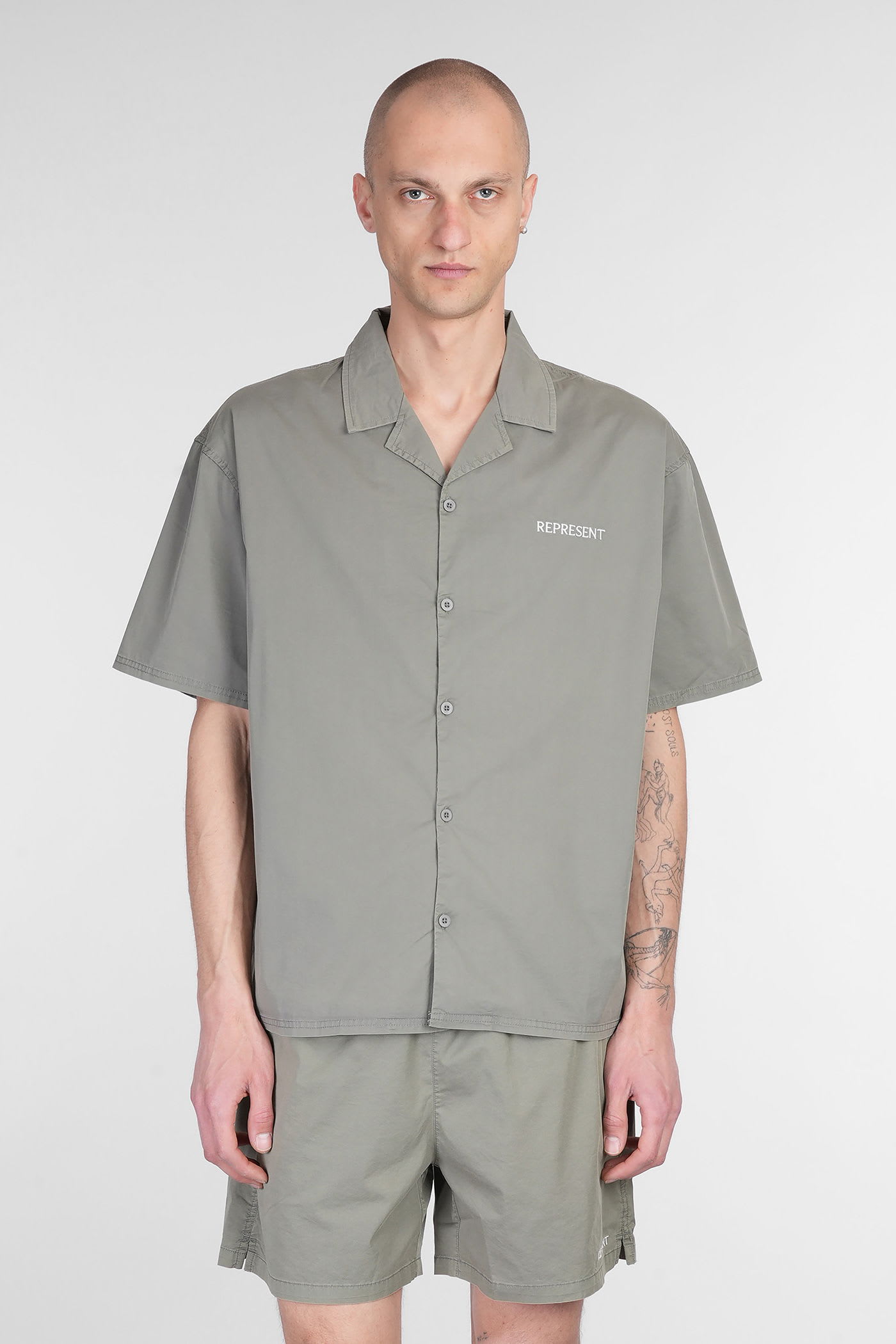 Represent Shirt In Green Cotton In Gray