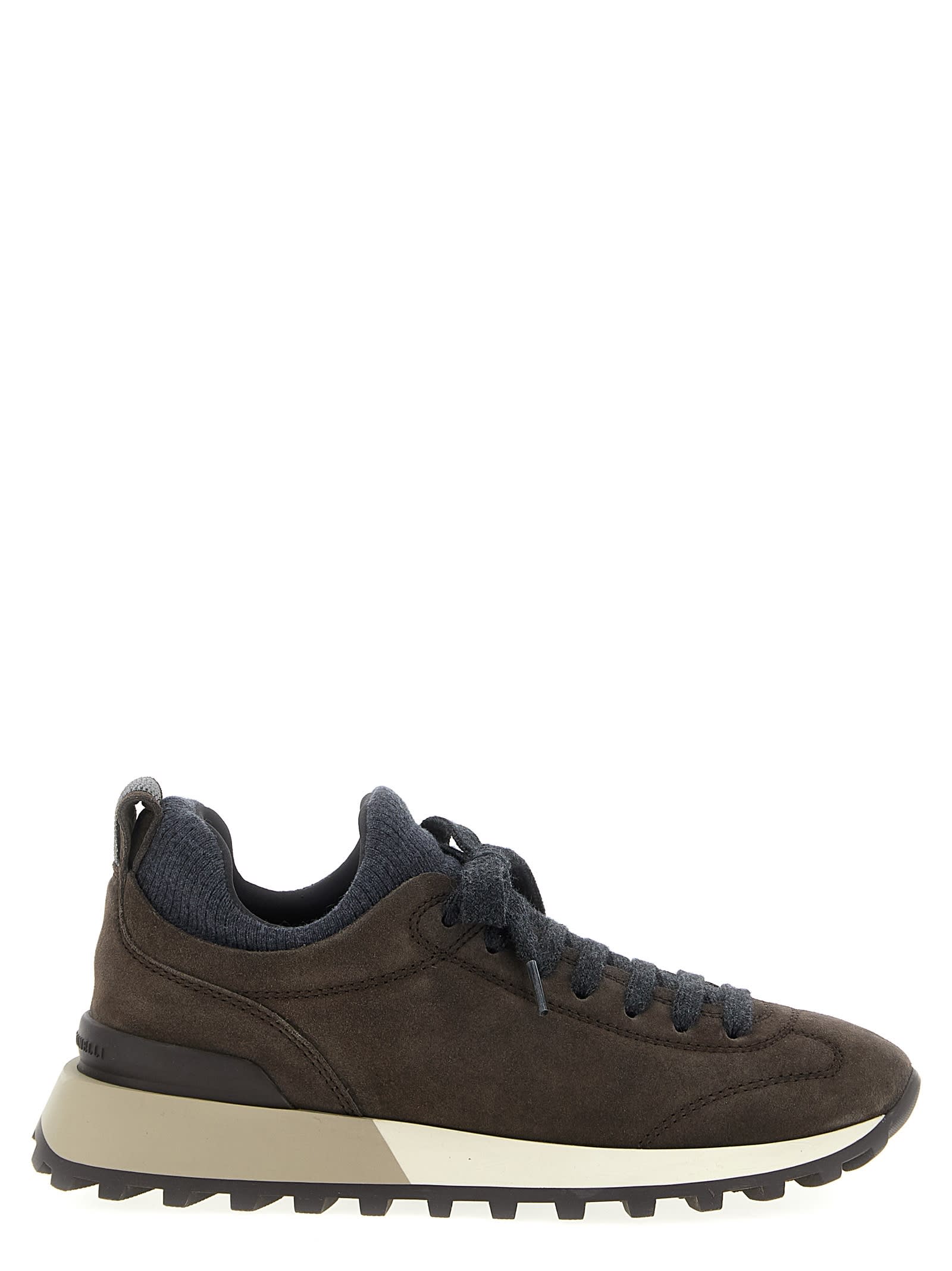 Brunello Cucinelli Suede Sneakers In Brown