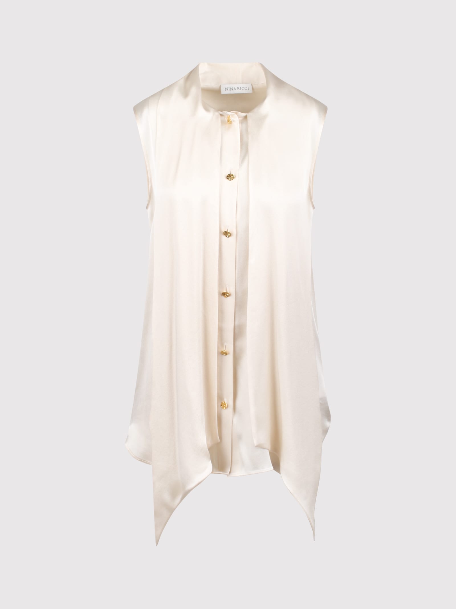 Sleeveless Silk Muslin Shirt