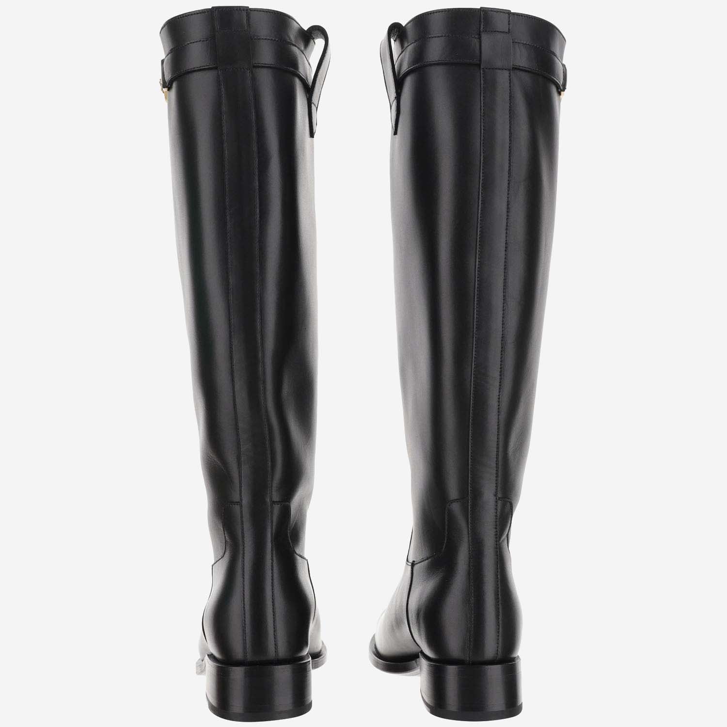 Versace Black High Boots With '95 Medusa Detail In Black