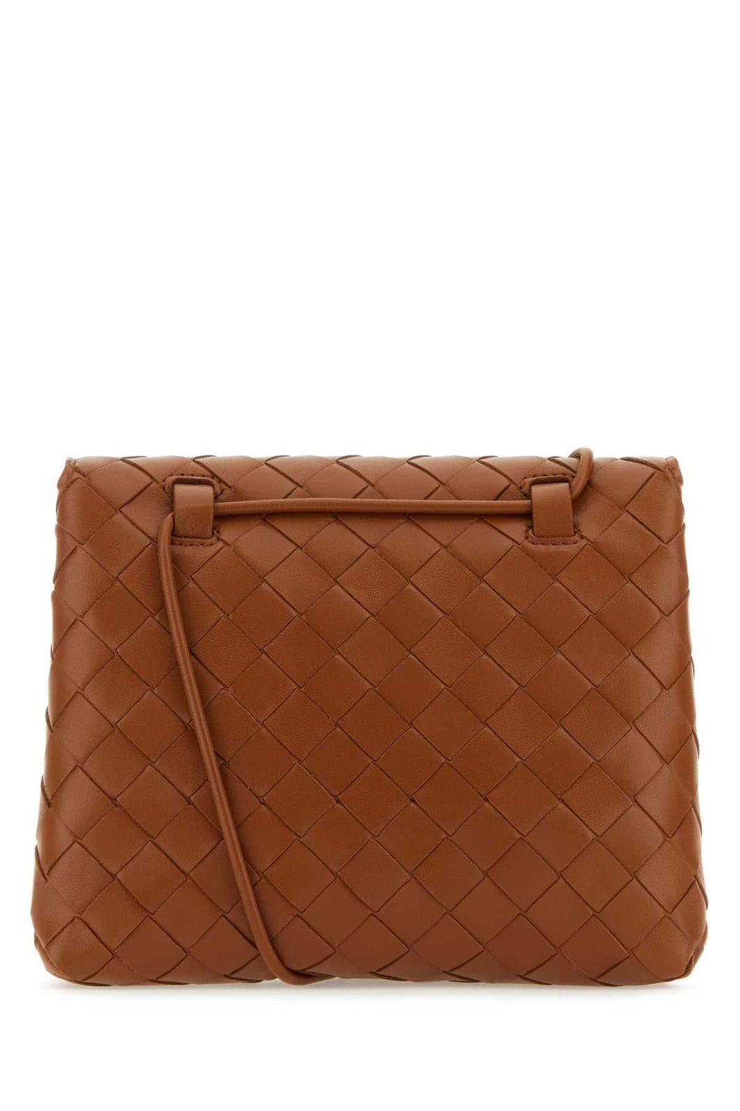 Shop Bottega Veneta Mini Intrecciato Crossbody Bag In Woodgold