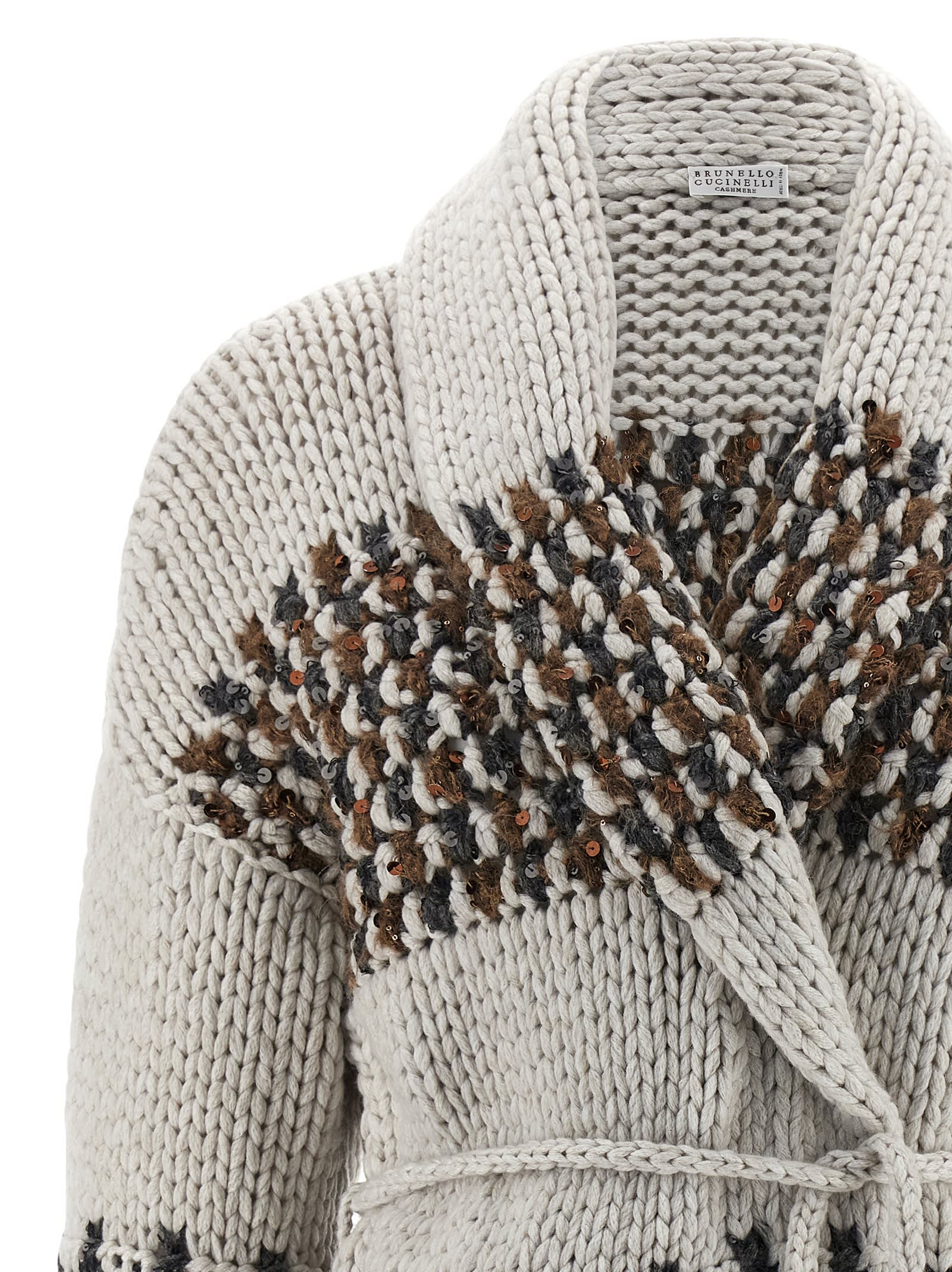 Brunello Cucinelli Opera Prince Of Wales Cardigan In Neutral