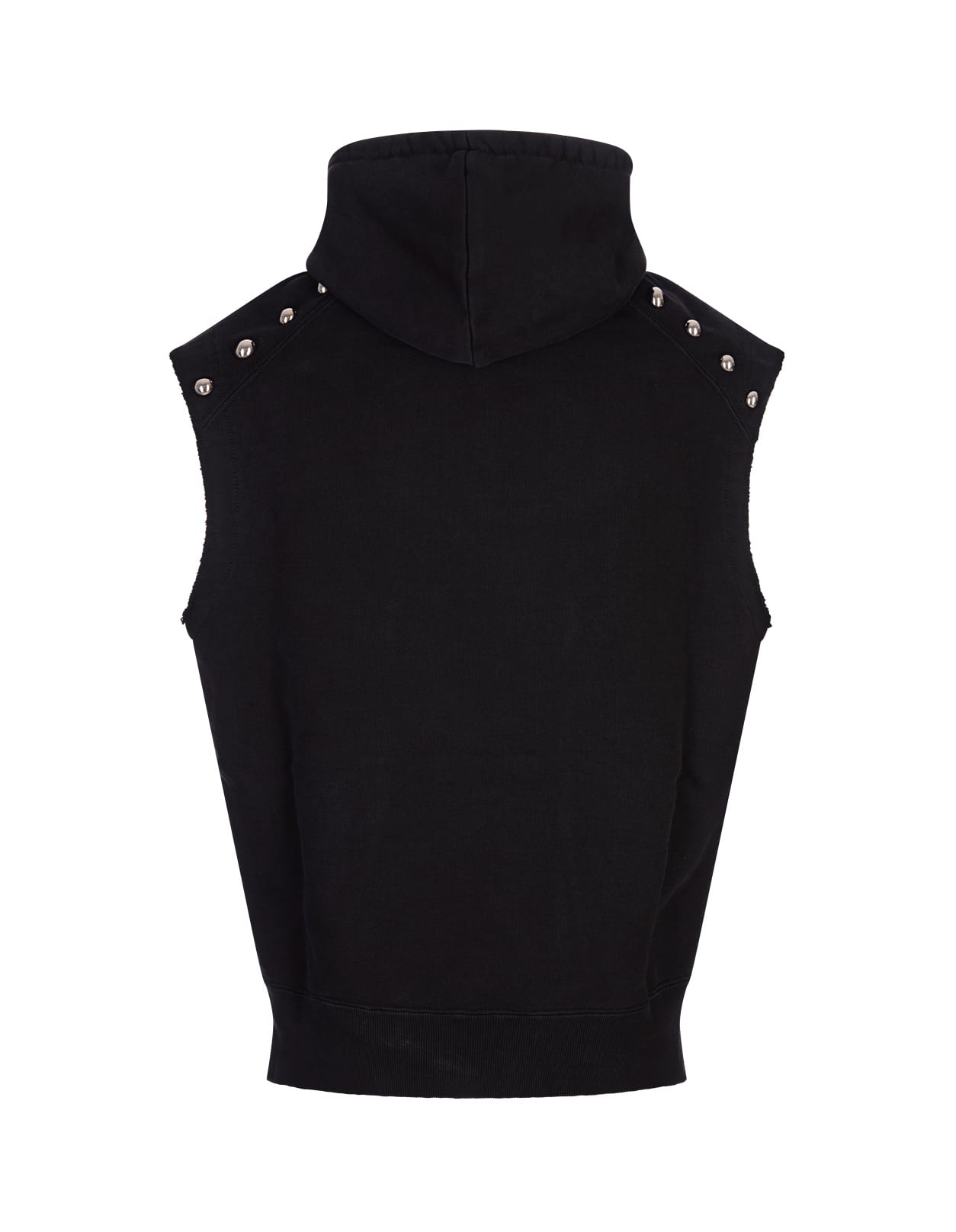 Shop Alexander Mcqueen Black Sleeveless Hoodie With Inverted Skull