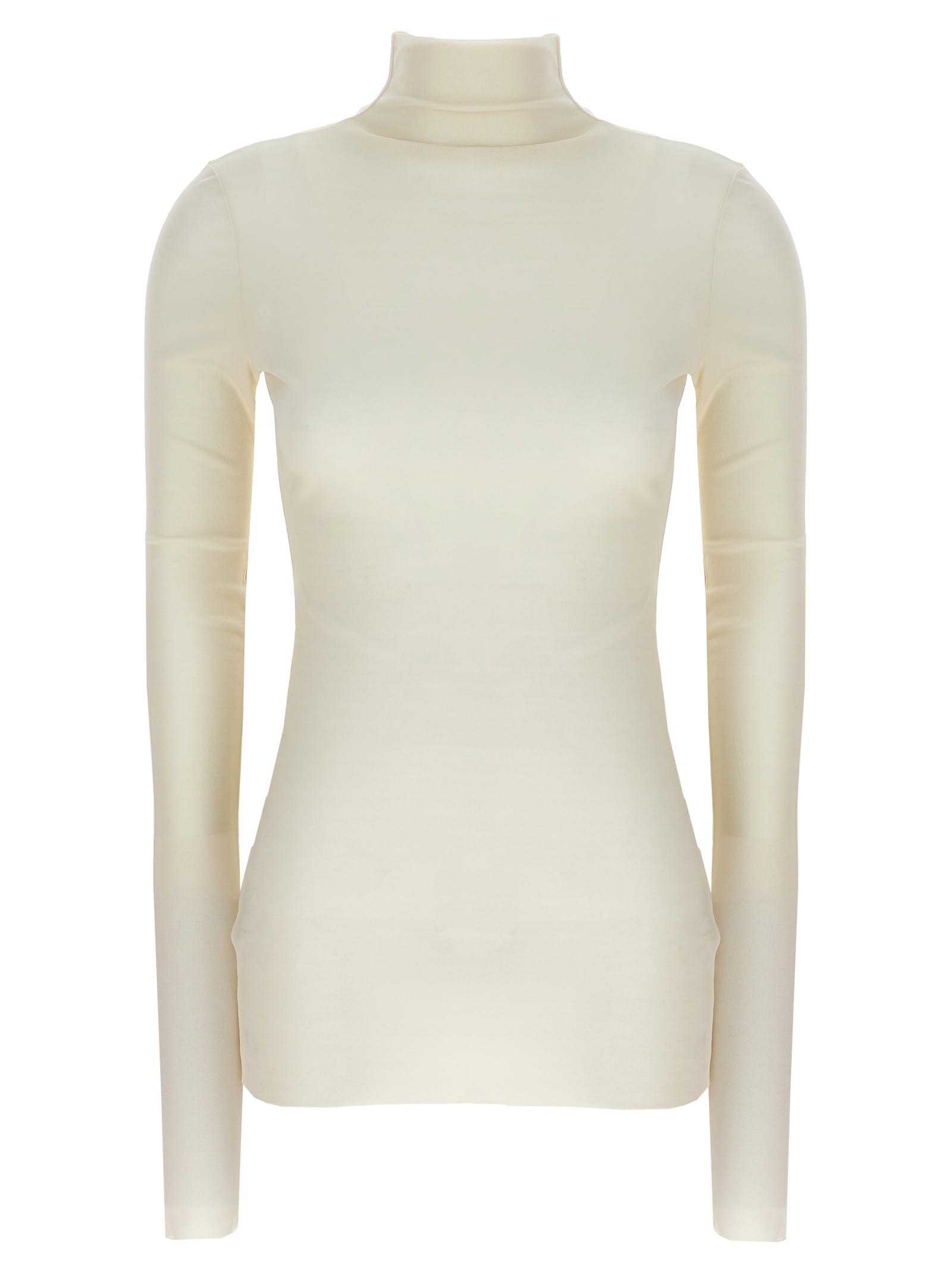 Shop Jil Sander Silk Turtleneck Top In White