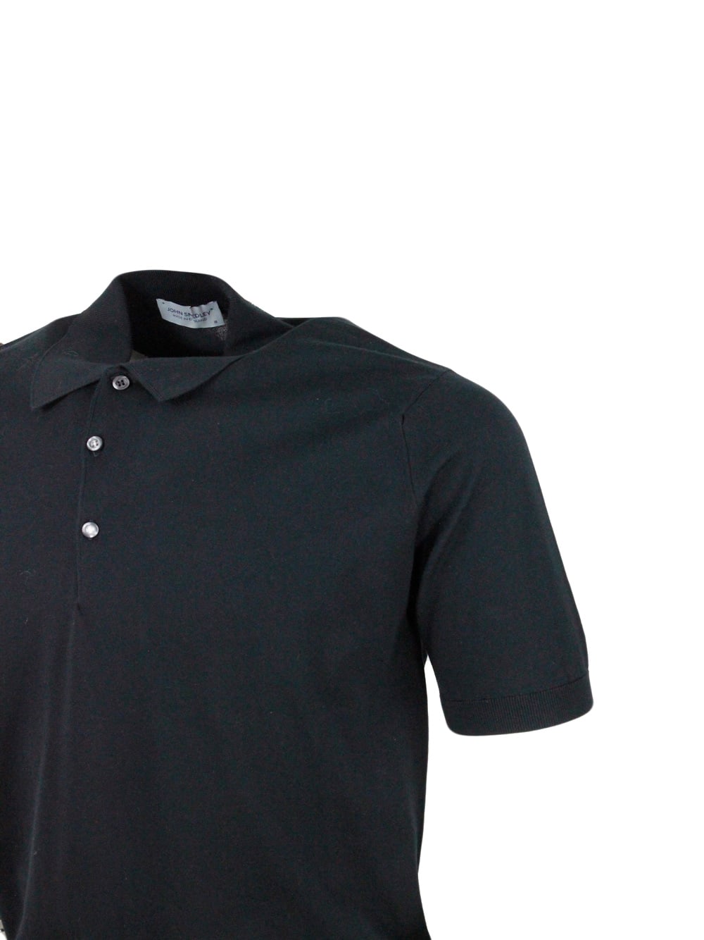 Shop John Smedley Short-sleeved Polo Shirt In Extra-fine Cotton Thread With Three Buttons In Black
