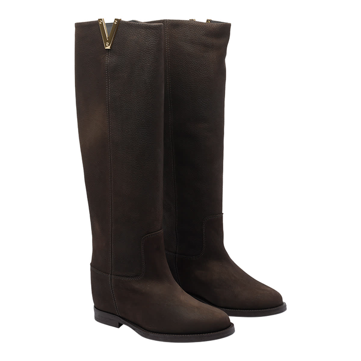 Via Roma 15 Leather Boots In Brown