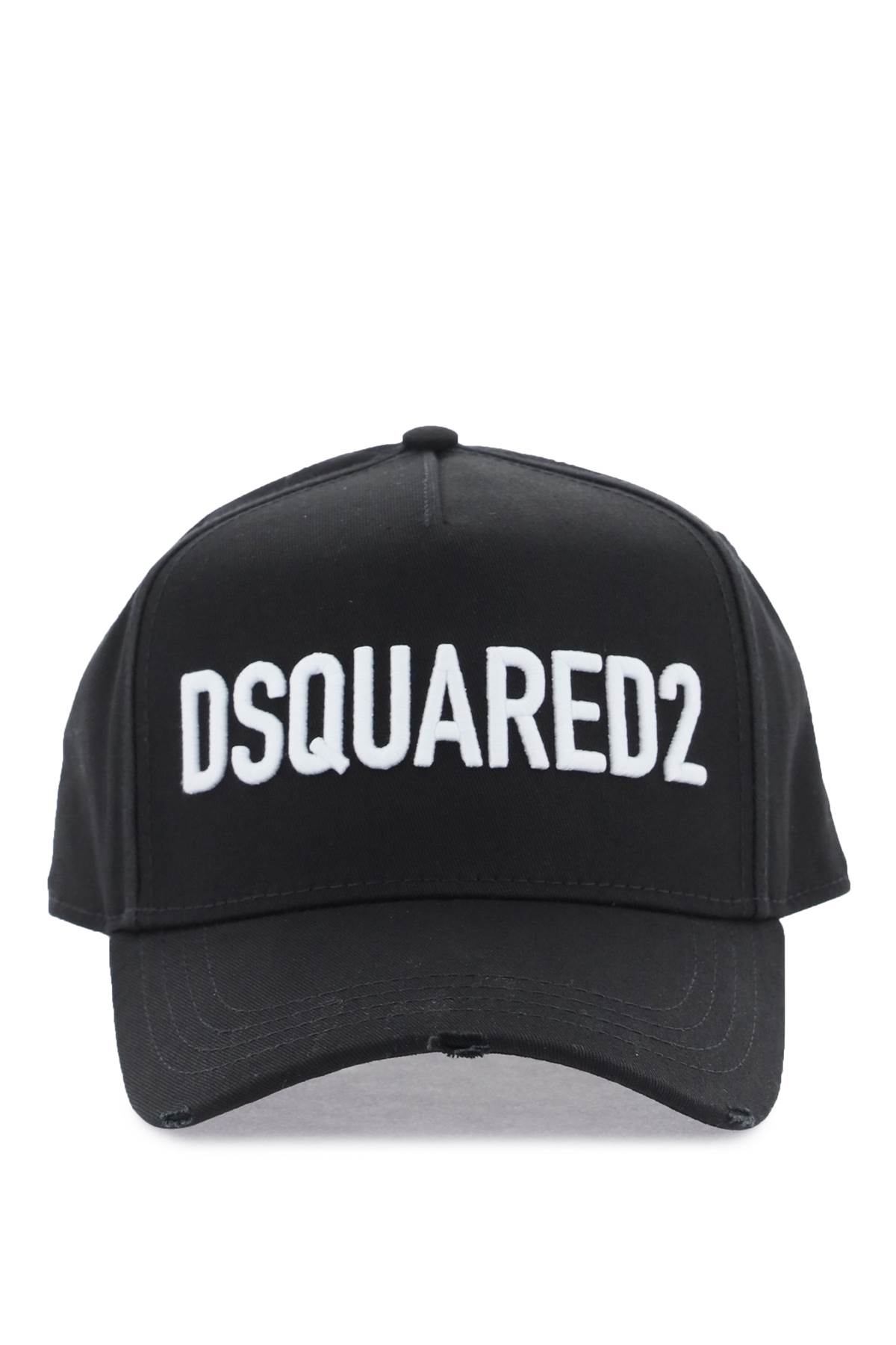Dsquared2 Black Fabric-covered Cap With Adjustable Strap And Embroidered Logo In M063