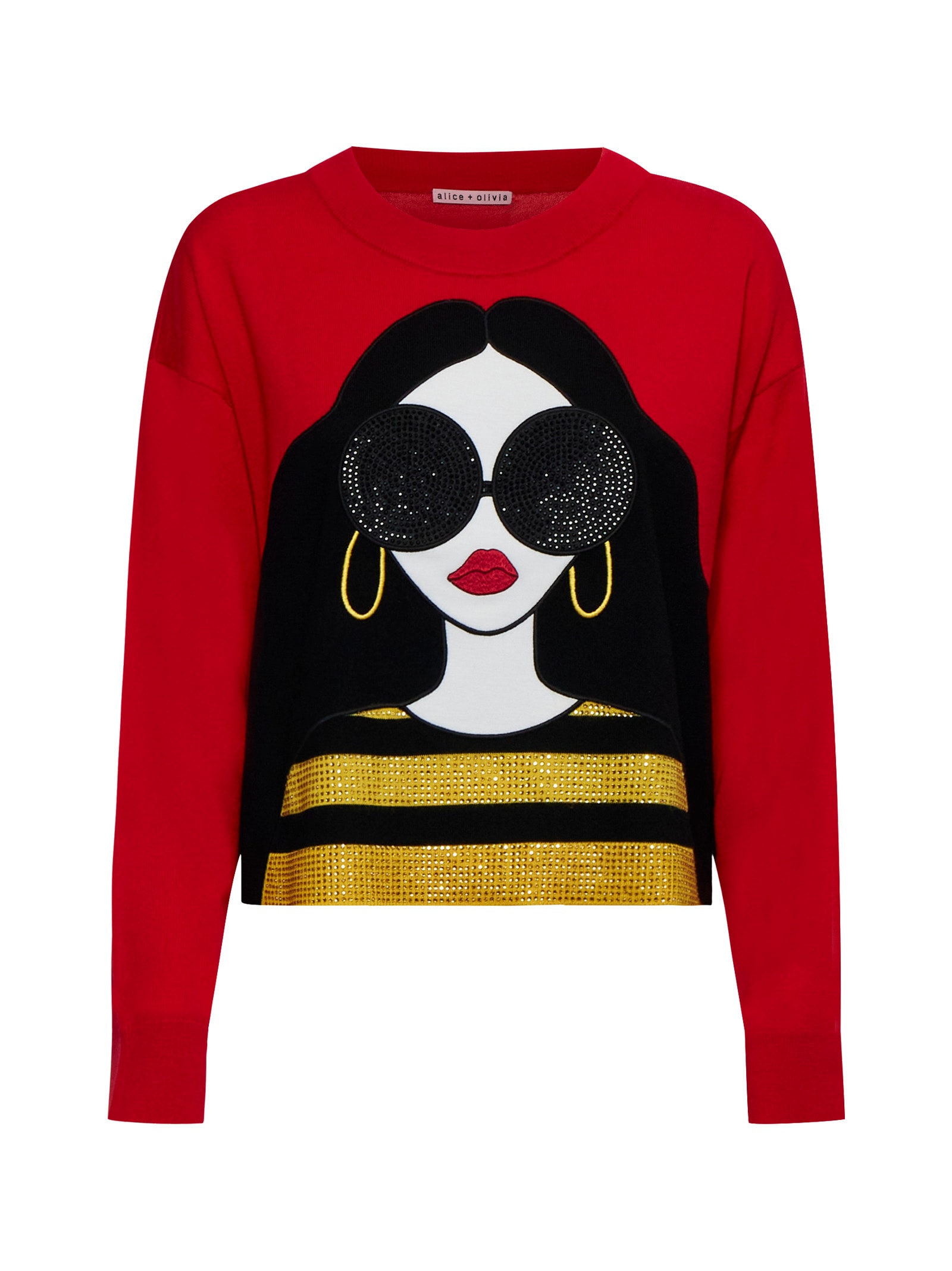 Shop Alice And Olivia Sweater In Bright Ruby Multi