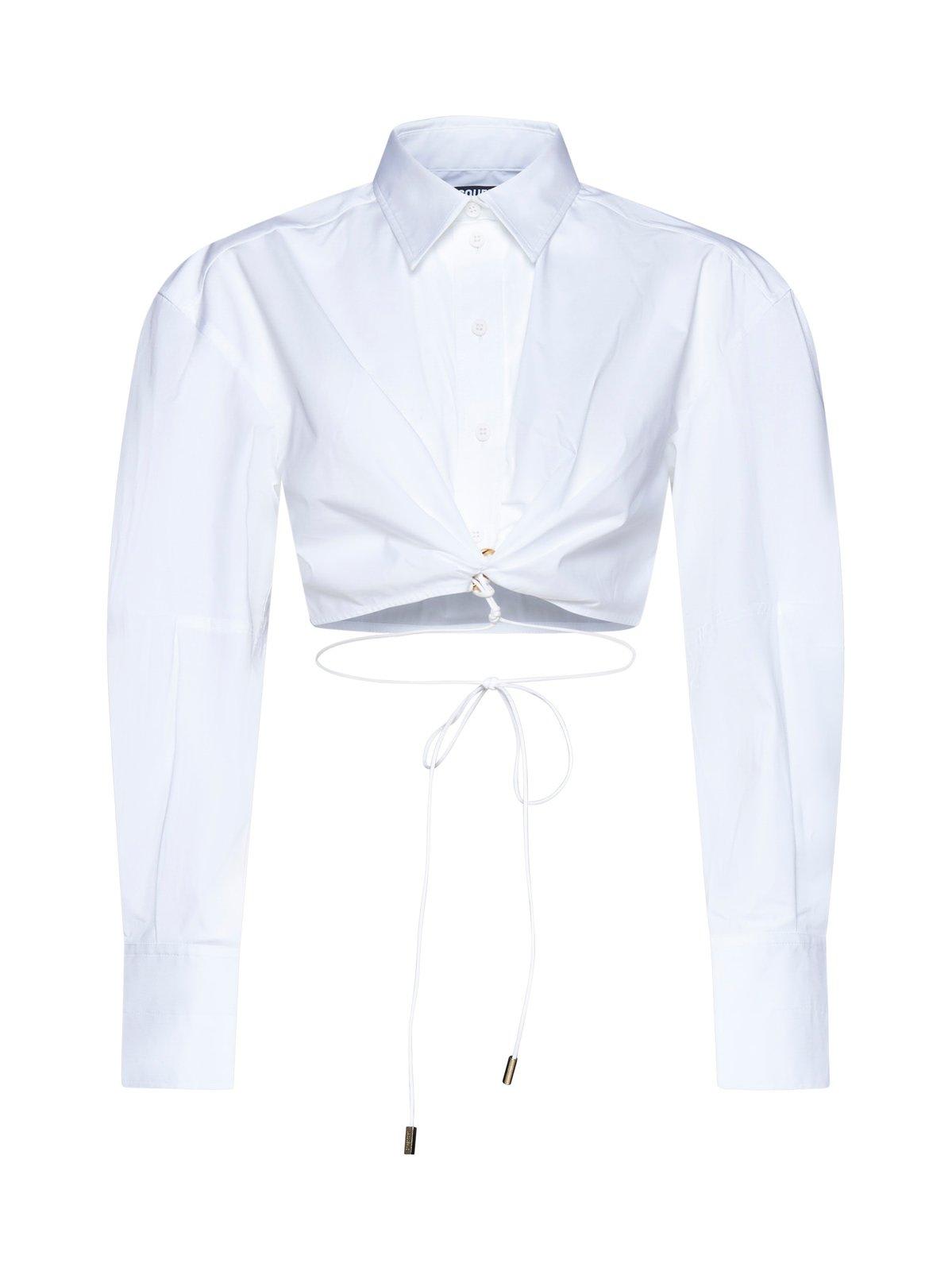 Jacquemus Cropped Long Sleeve Shirt In White