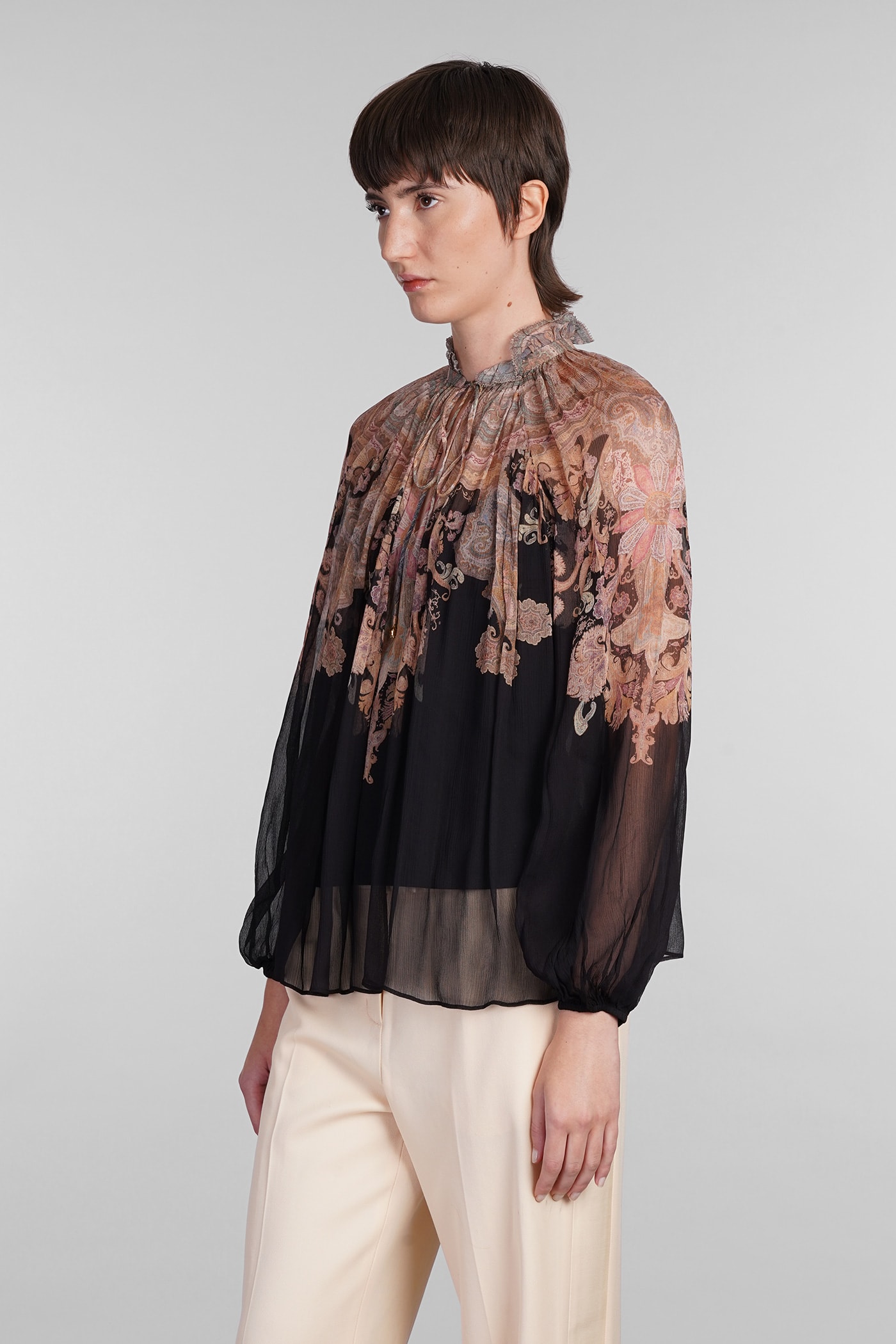 Shop Zimmermann Blouse In Black Viscose