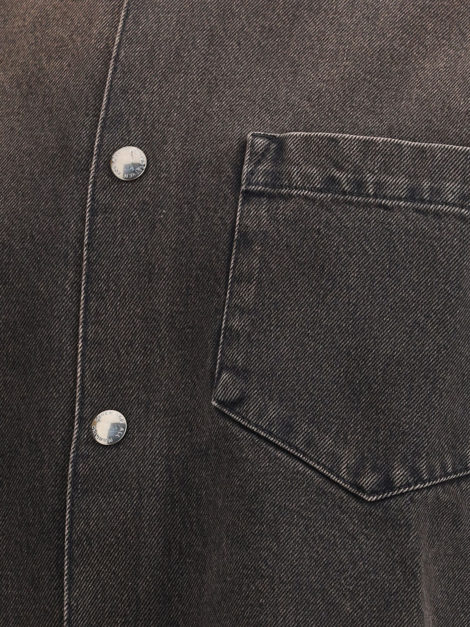 7 For All Mankind Patch-pocket Denim Shirt Jacket In Black