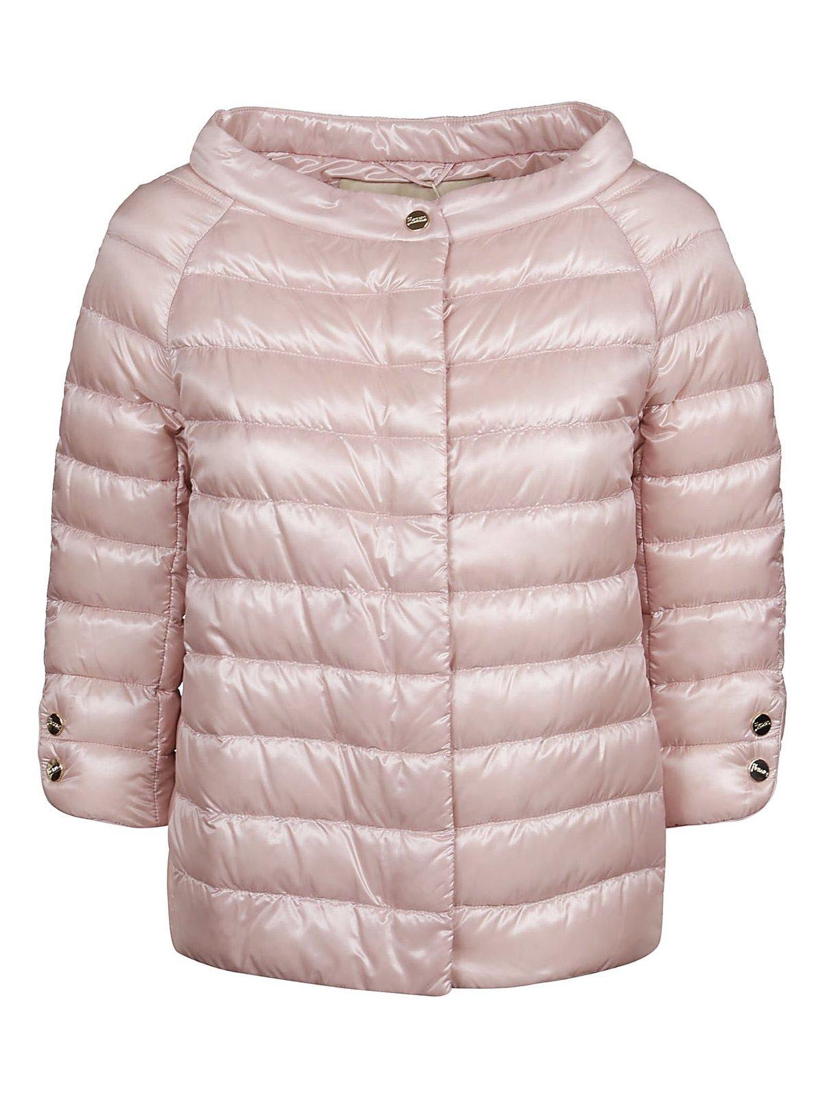 Herno Snap Button Padded Jacket In Rosa Chiaro