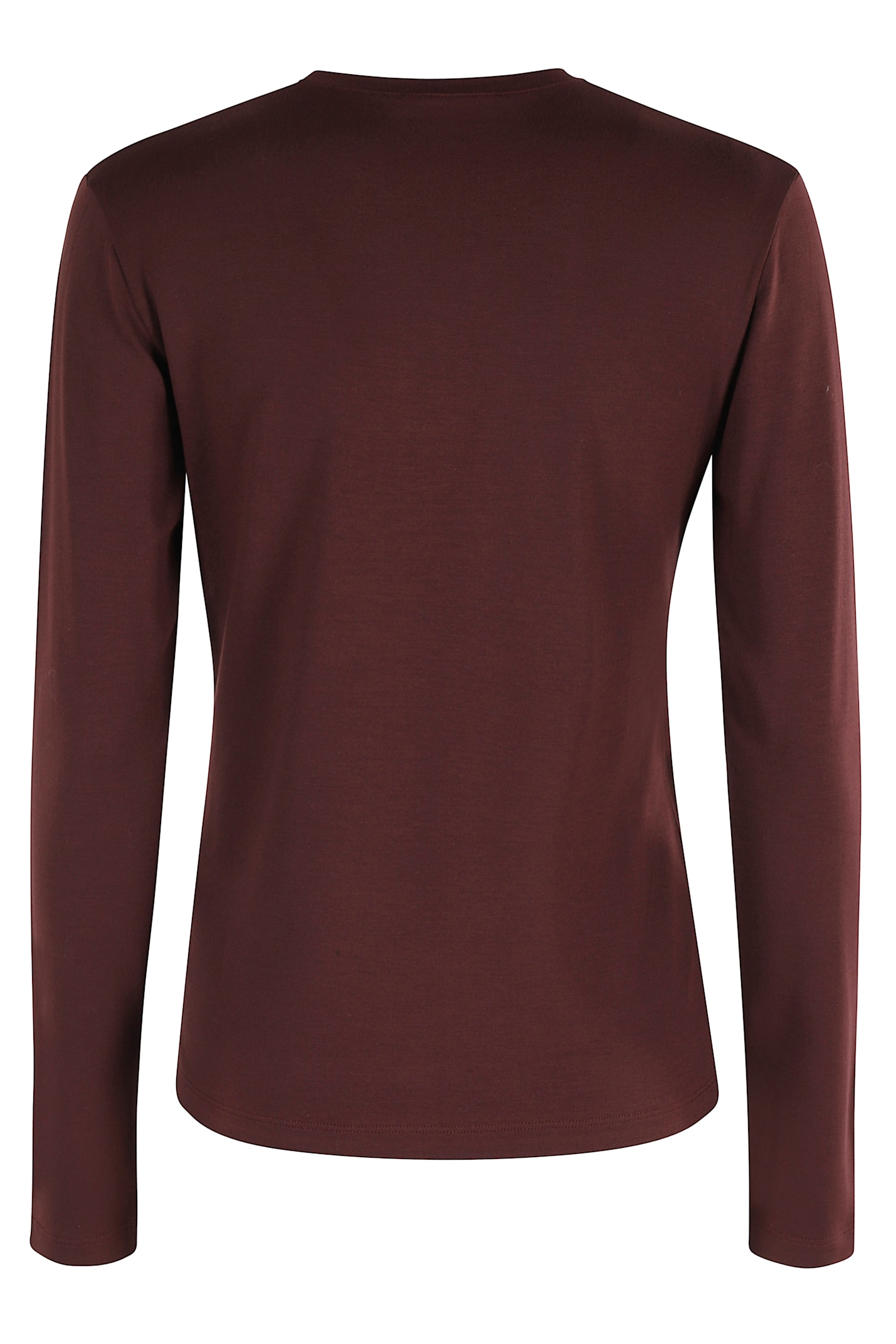 Seventy Long-sleeved Bordeaux T-shirt With Classic Crew Neckline In Burgundy