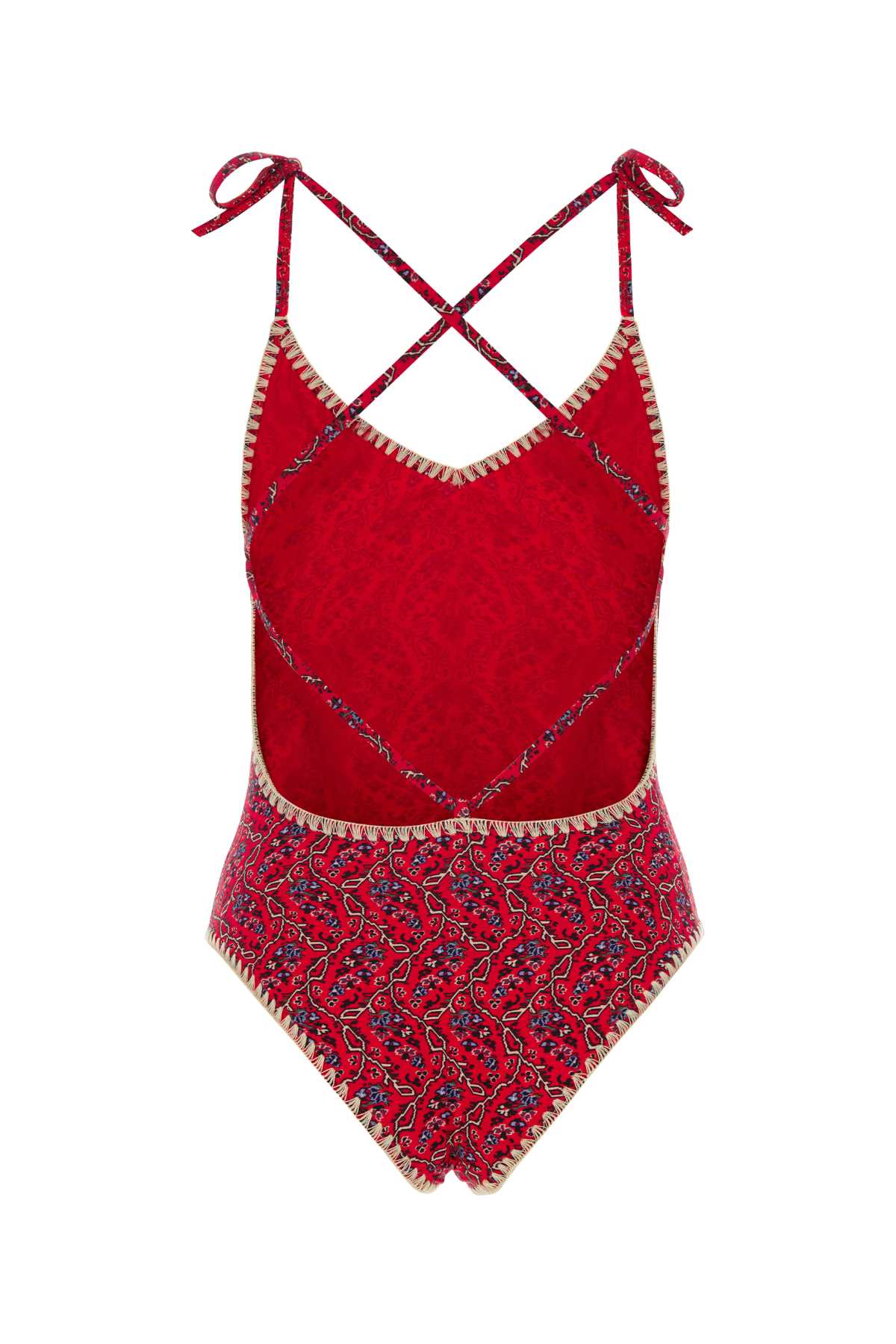 Shop Isabel Marant Printed Stretch Nylon Swan Swimsuit In Cranberry