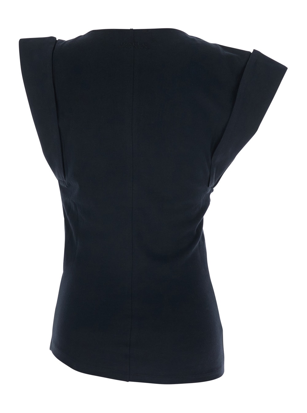 Isabel Marant Maisan Black T-shirt With Asymmetric Design And Logo Embroidery On The Back In Cotton Woman